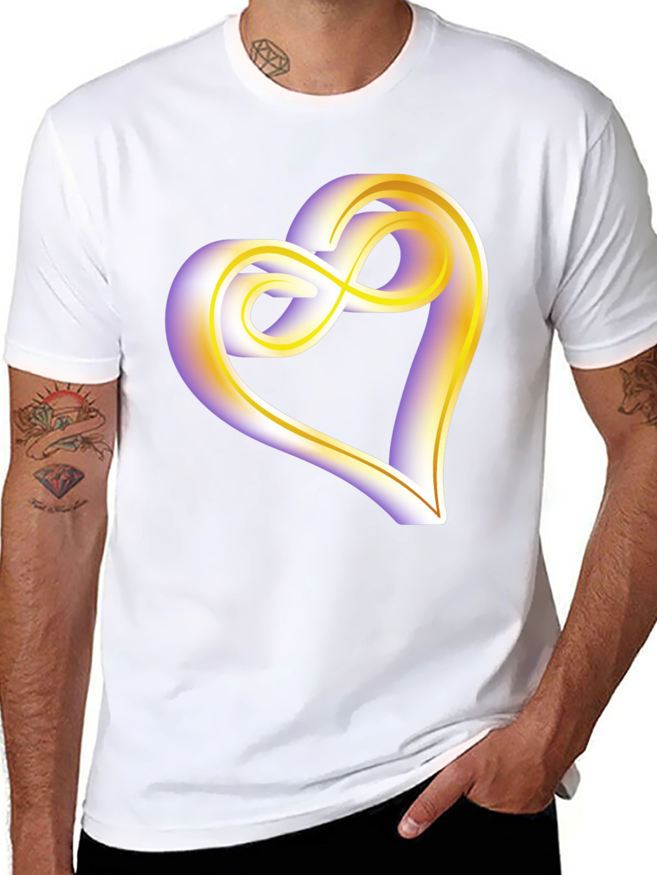 Black Heart Infinity Symbol Graphic Tee - Soft Black Cotton view 8