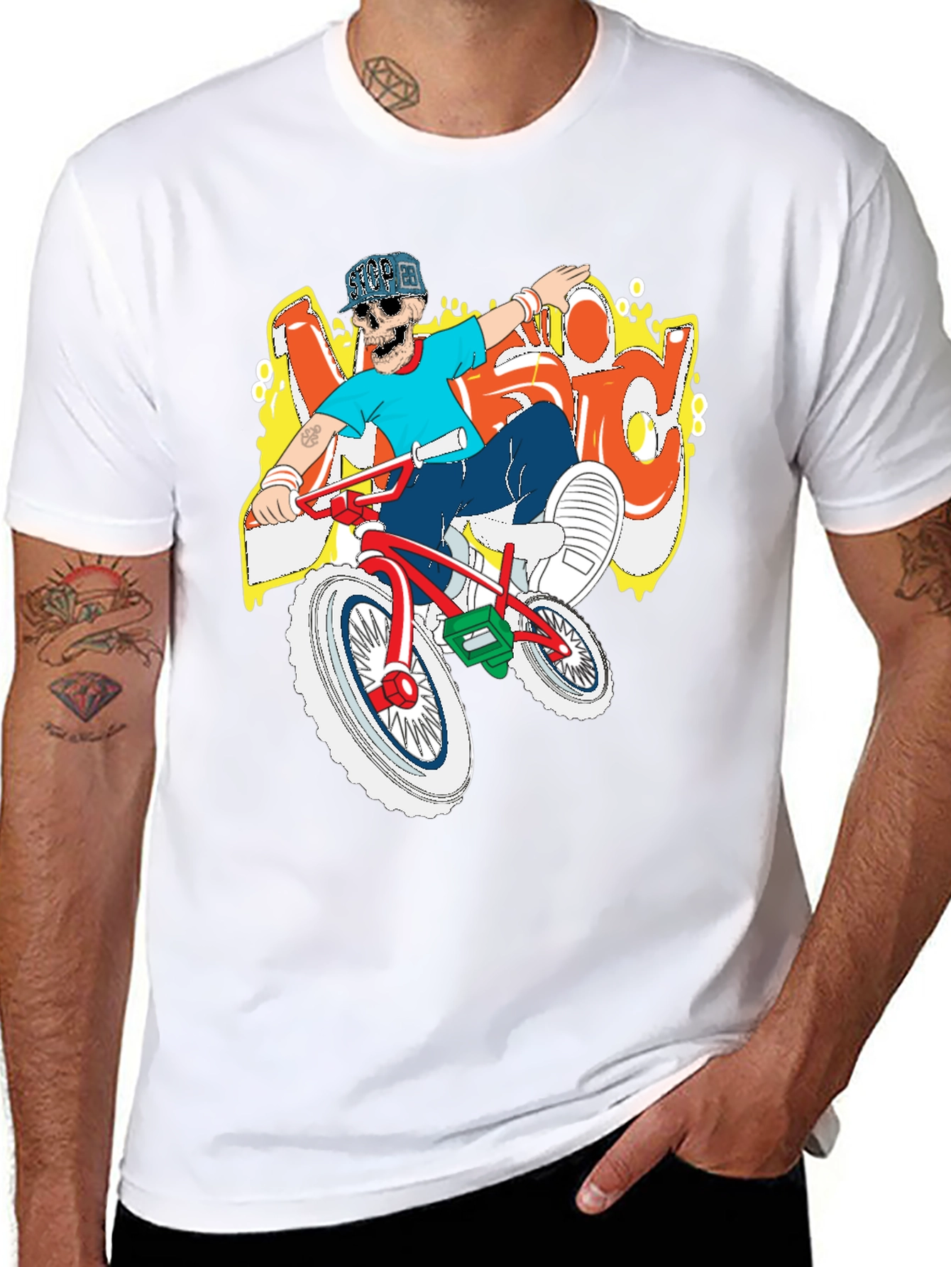 Black BMX Rider Skeleton Graphic Tee view 8