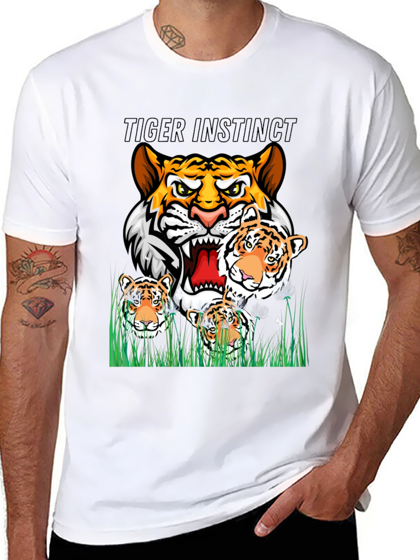 Black Tiger Instinct Black Graphic T-Shirt view 8