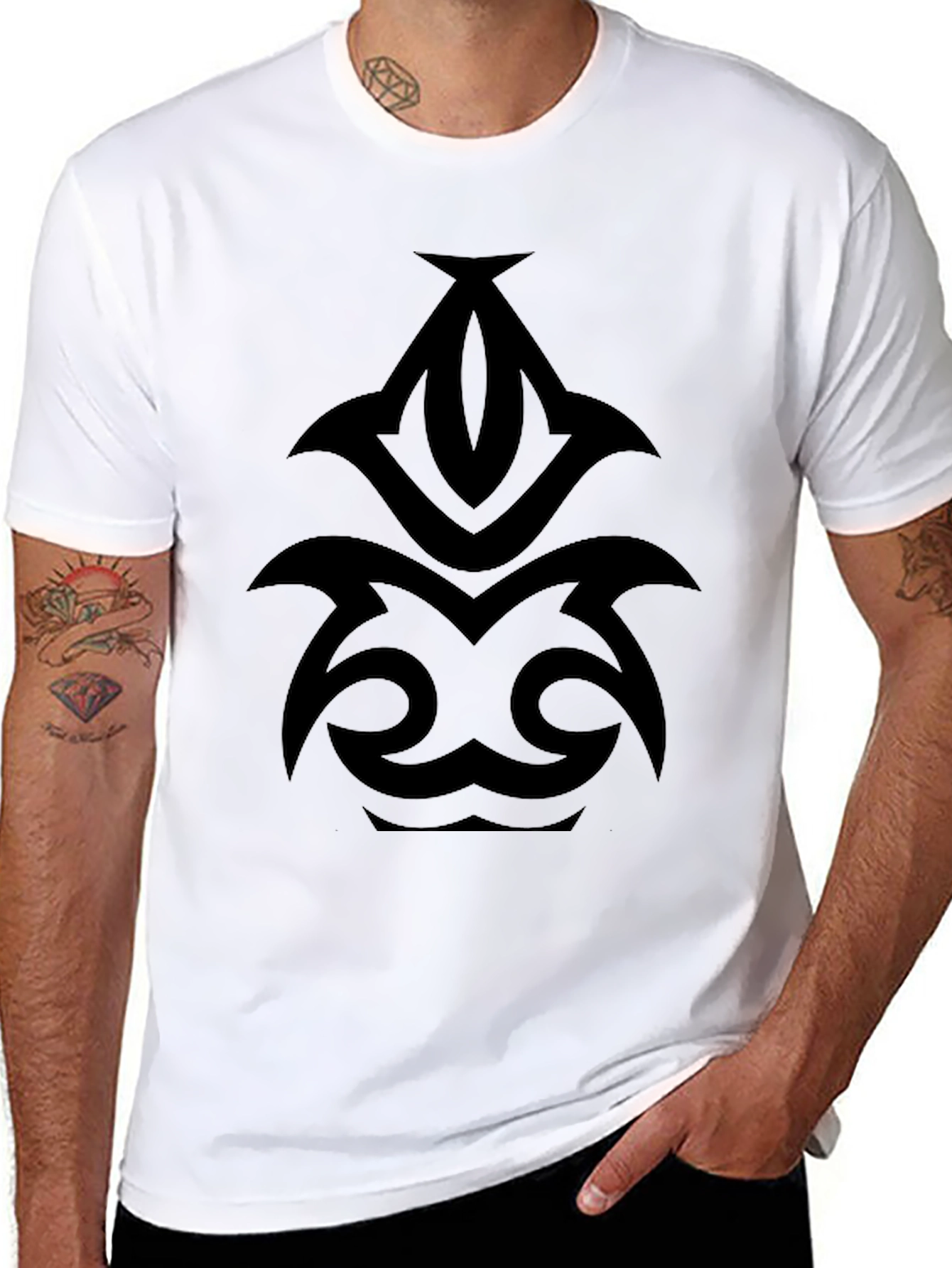 Black Tribal Tattoo Graphic Black Tee view 8