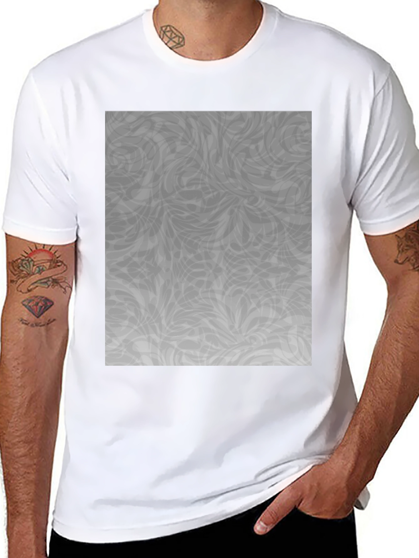 Black Abstract Grey Pattern Black Tee view 8