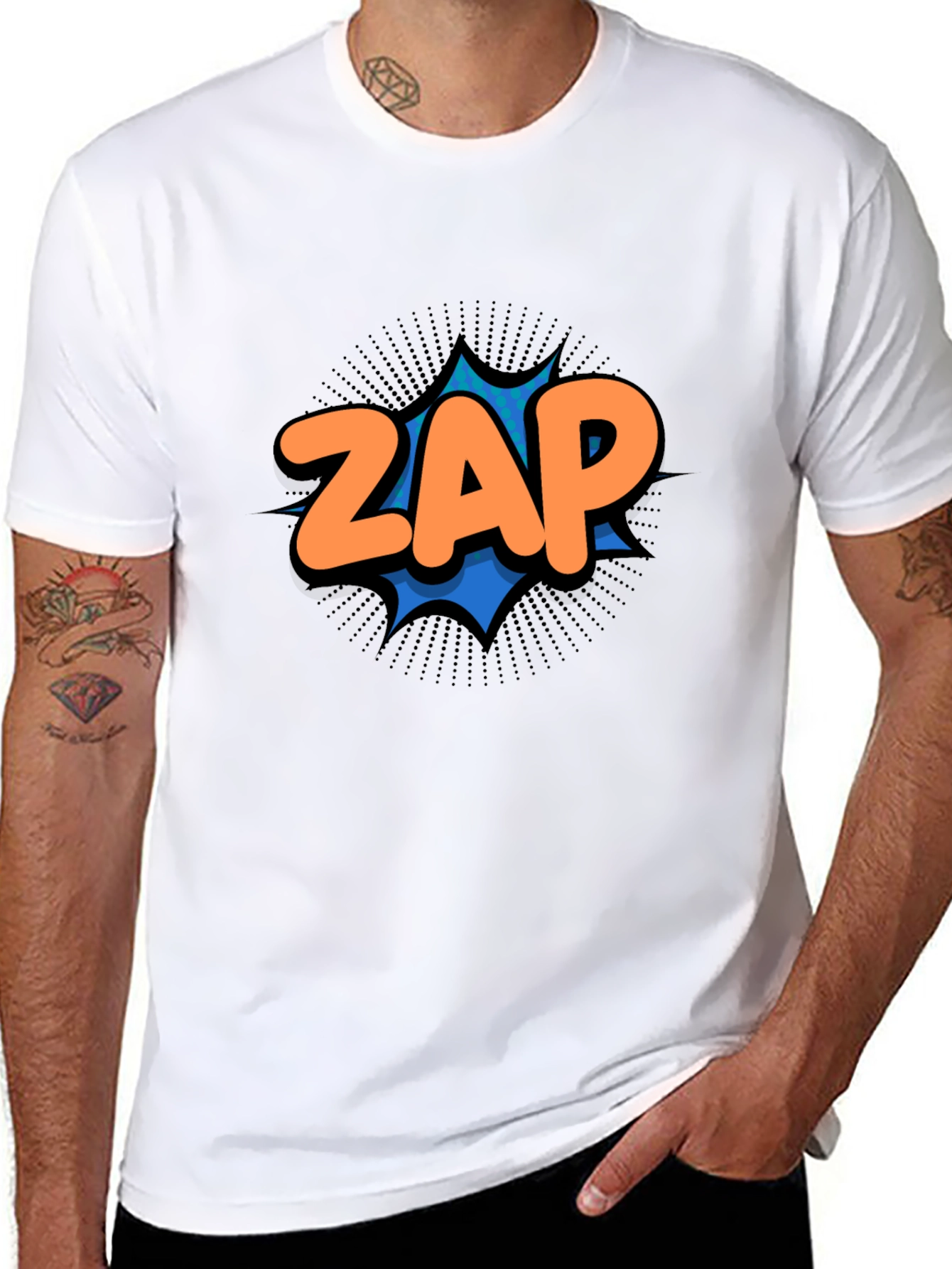 Black ZAP Comic Graphic T-Shirt - Black Cotton Tee view 8