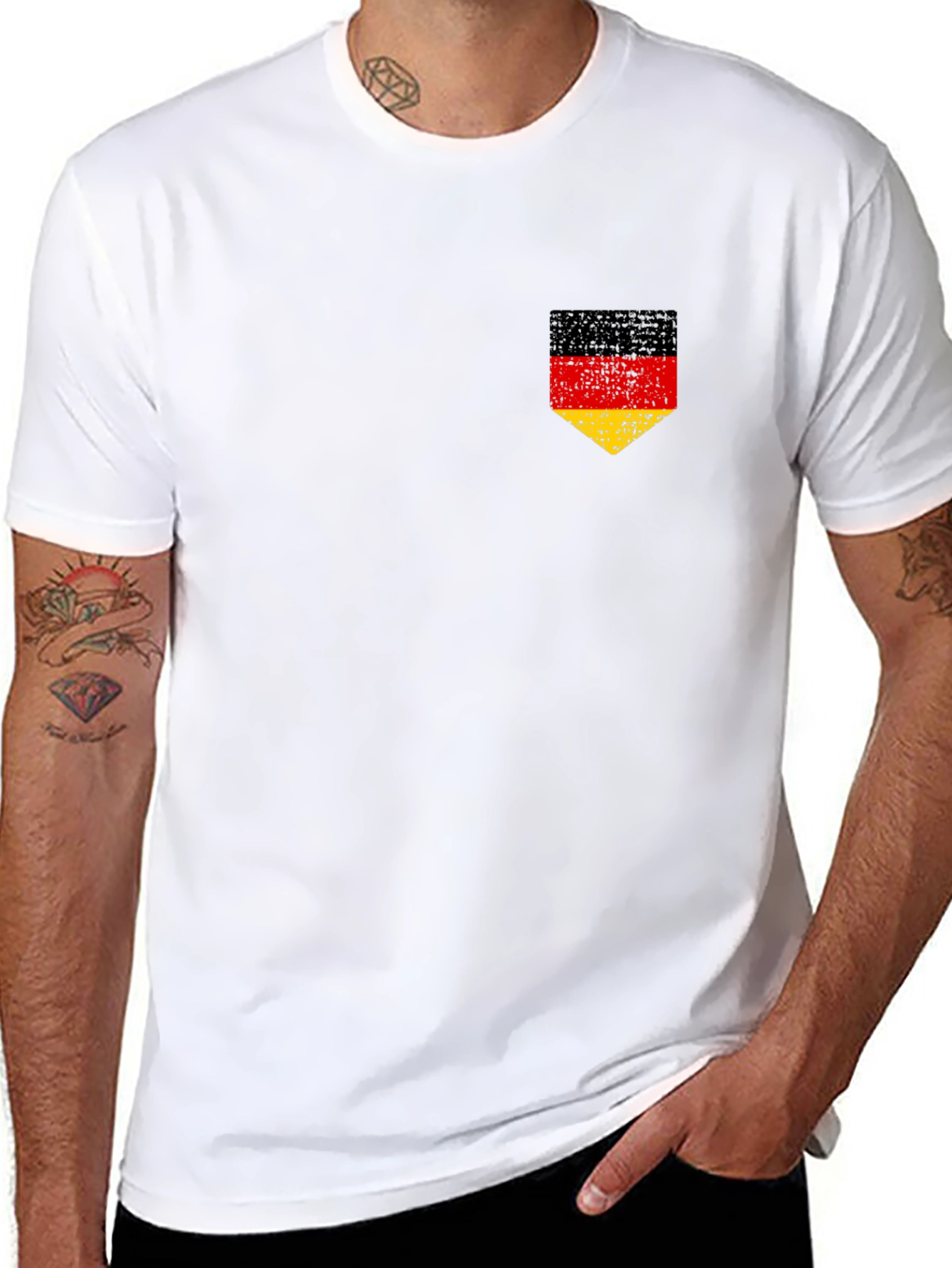 Black German Flag Pocket Tee - Distressed Design view 8