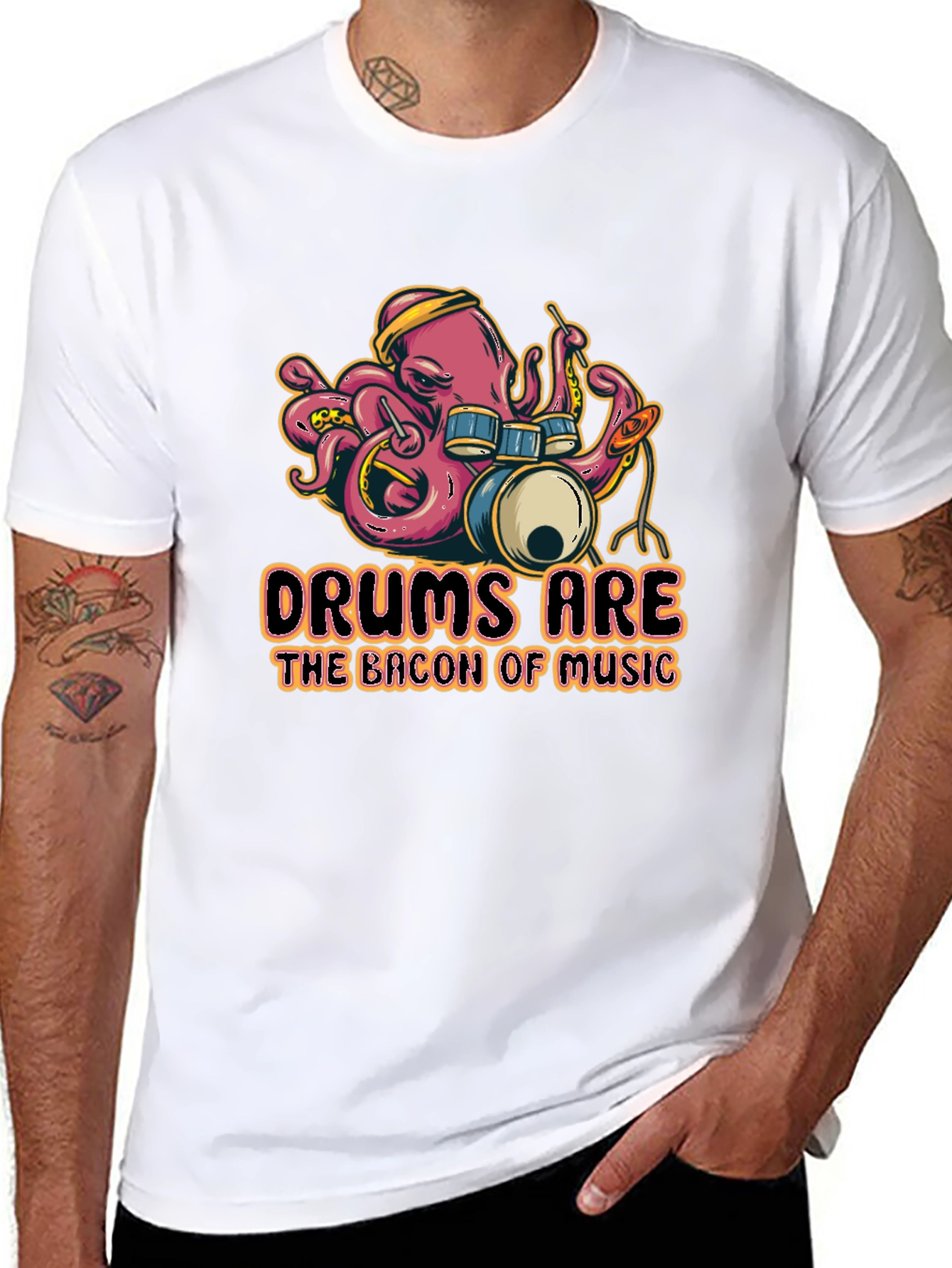Black Drums Are The Bacon Of Music Funny T-Shirt view 8