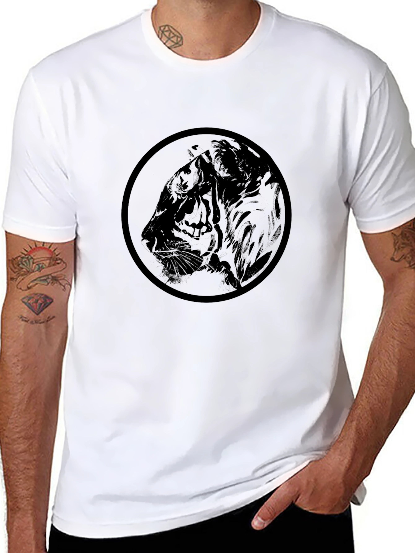 Black Black Tiger Graphic Tee - Men's Casual Shirt view 8
