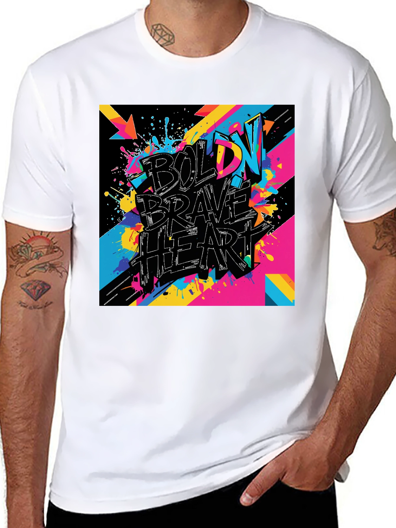 Black Bold Brave Heart Graphic Tee - Black view 8