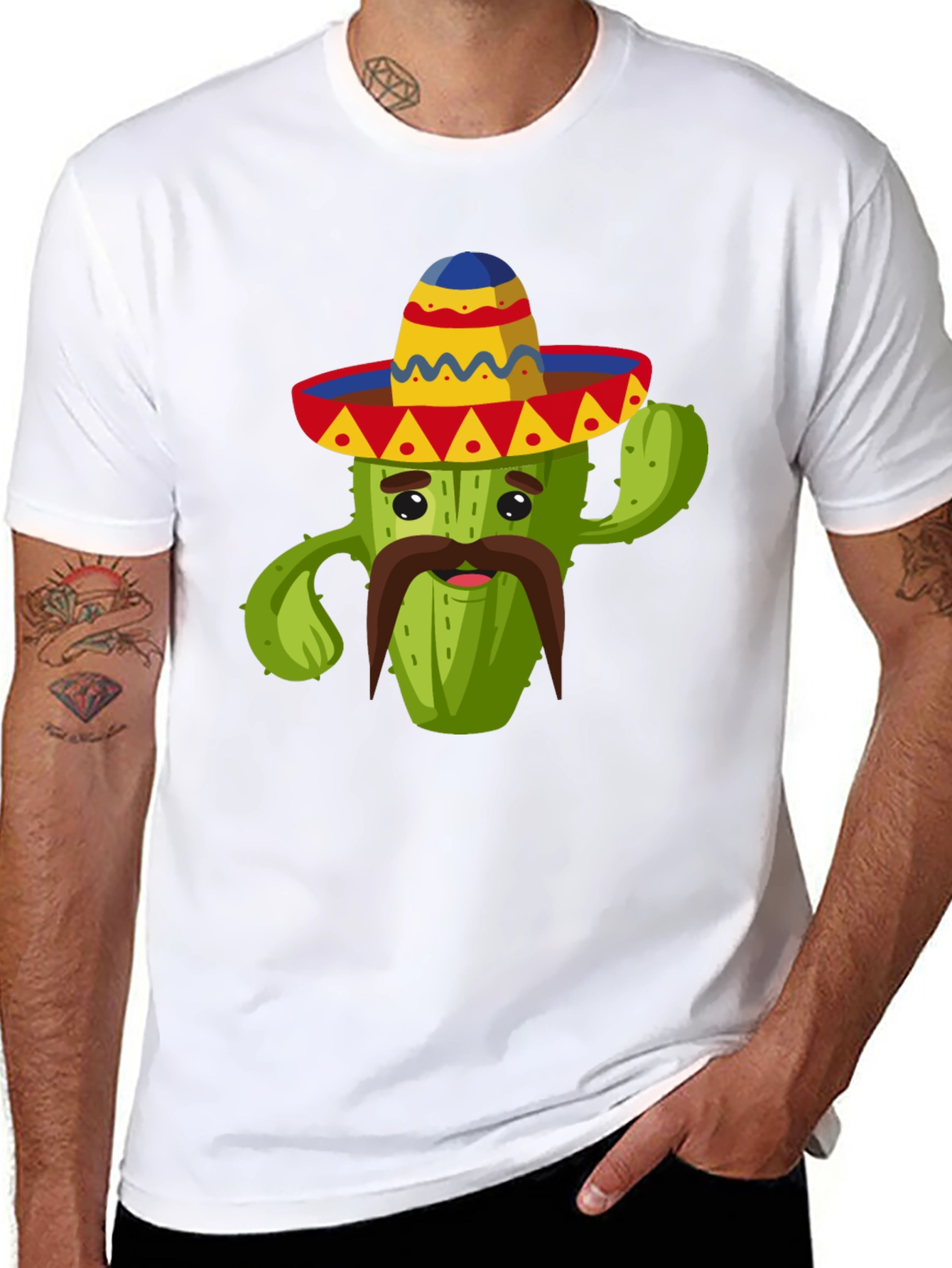 Black Cactus Sombrero Graphic Tee - Fun Cinco de Mayo Shirt view 8