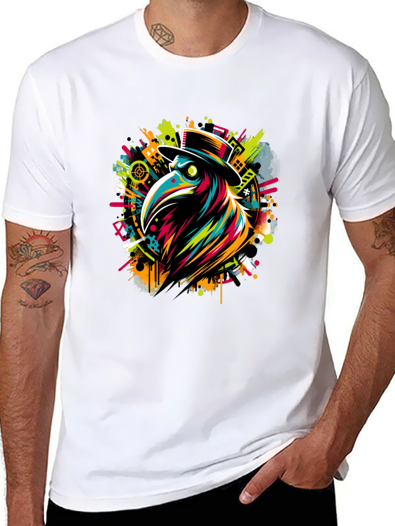 Black Plague Doctor T-Shirt - Vivid Graphic Tee view 8
