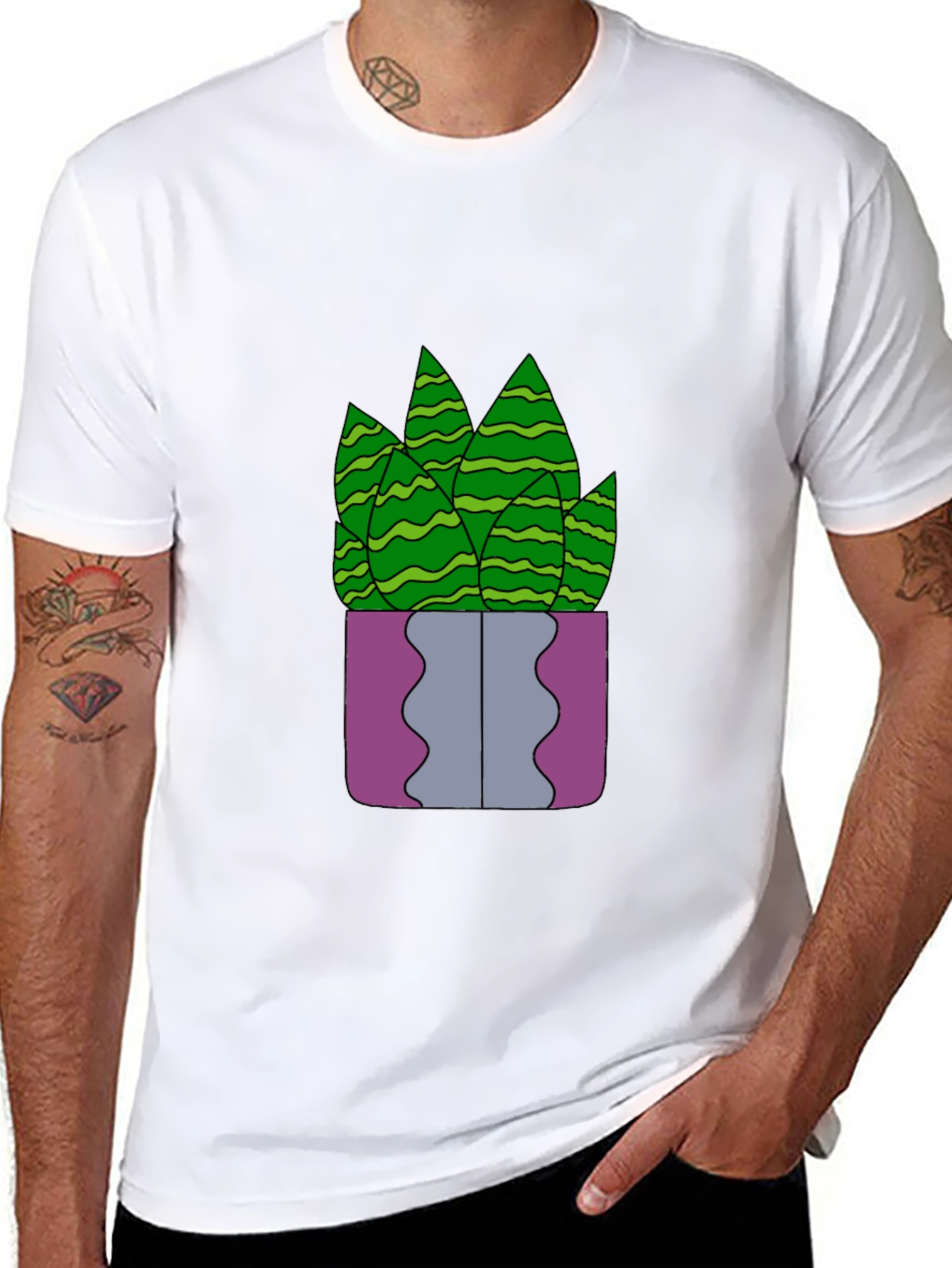 Black Potted Plant Graphic Tee - Unique Design, Soft Fabric view 8
