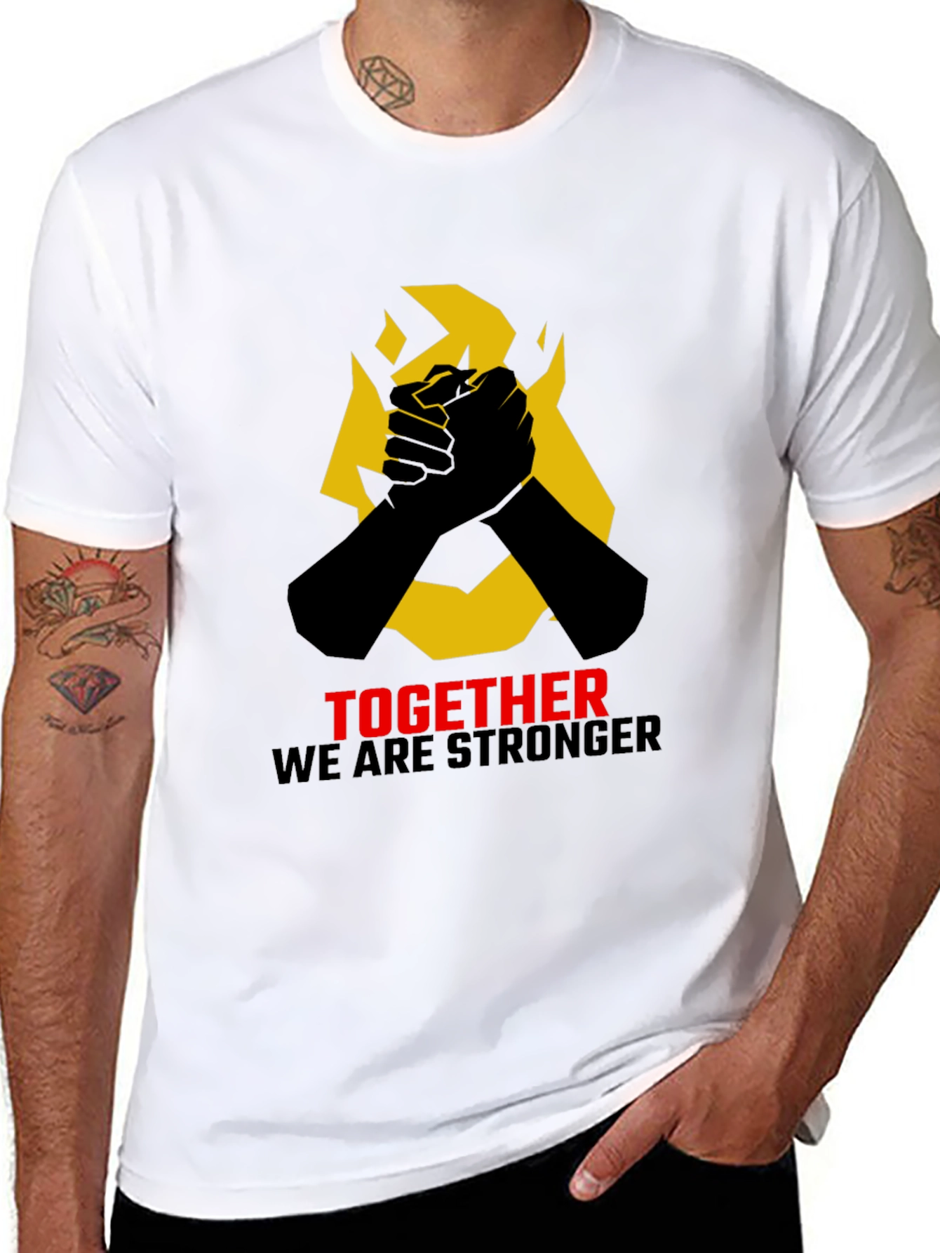 Black Together Stronger Graphic Tee - Solidarity & Unity Design view 8