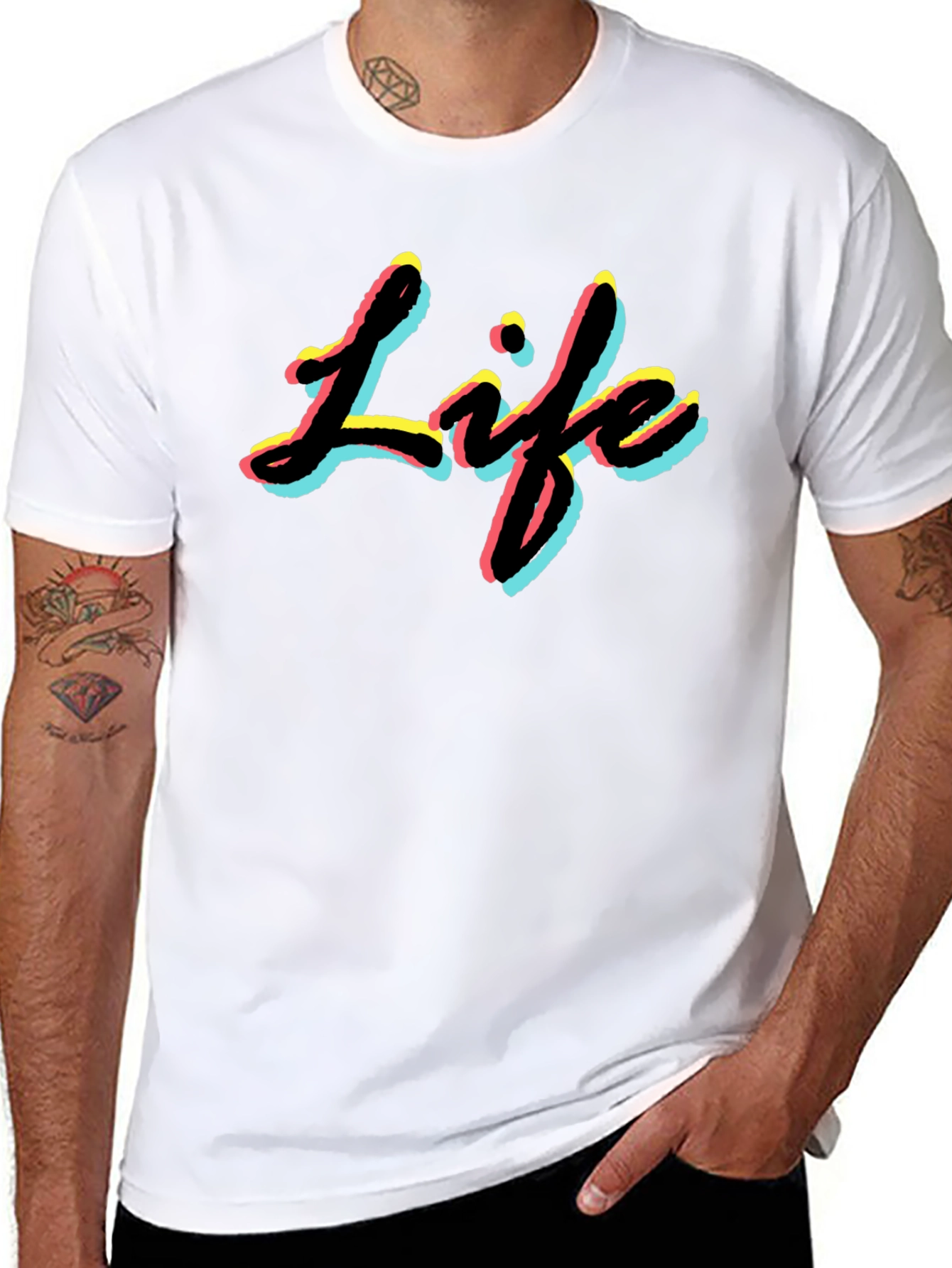 Black Retro Life T-Shirt - Black Graphic Tee view 8