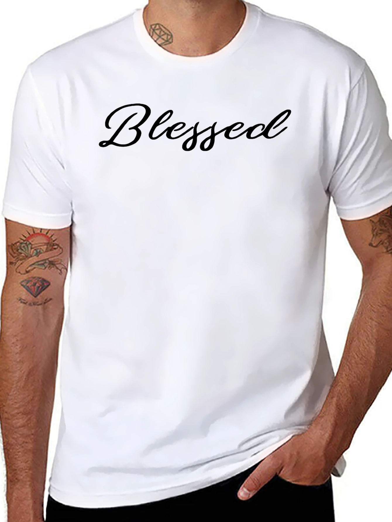 Black Blessed Graphic T-Shirt - Short Sleeve Crew Neck Tee view 8