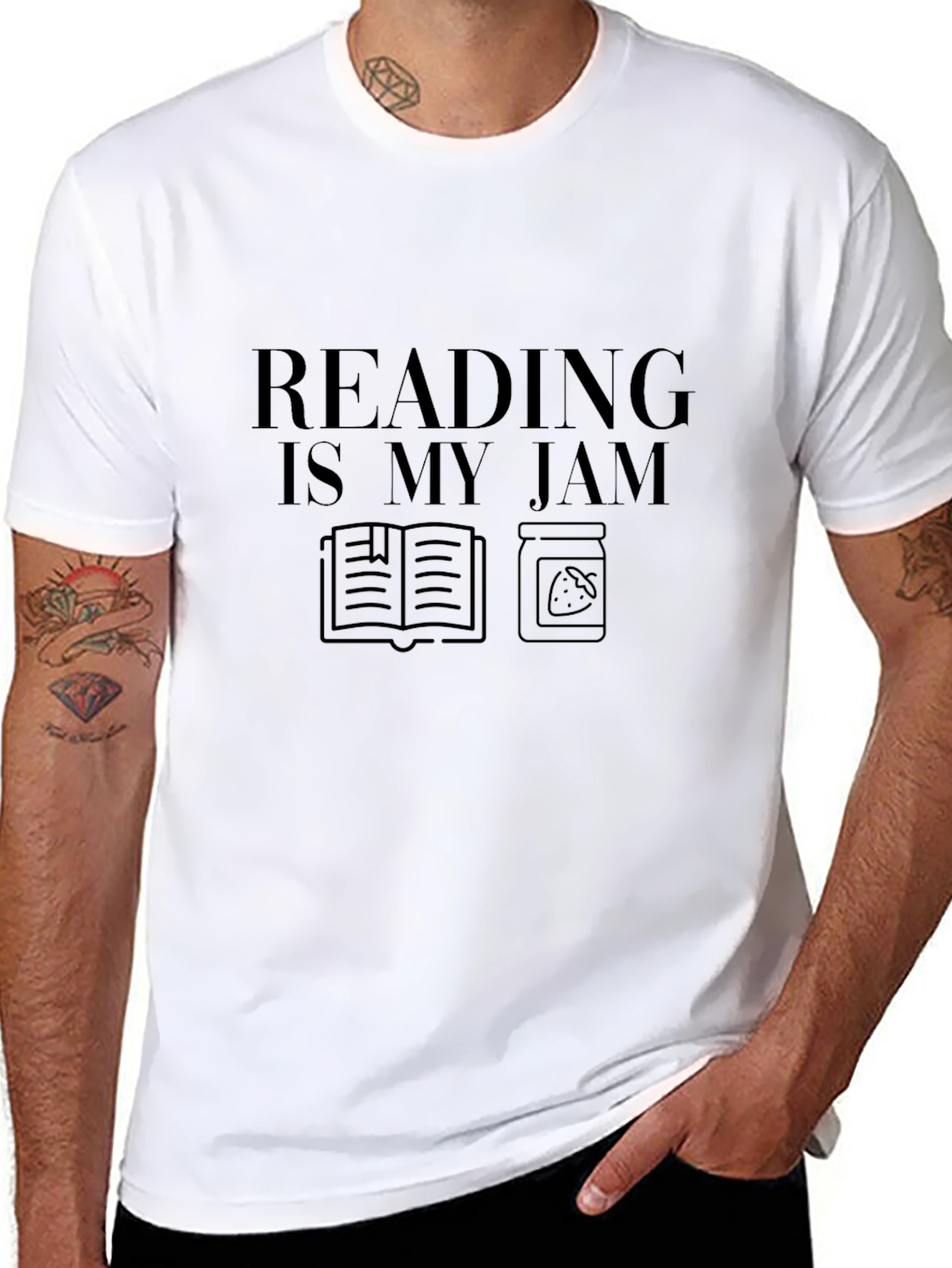 Black Reading Is My Jam Black Graphic T-Shirt view 8