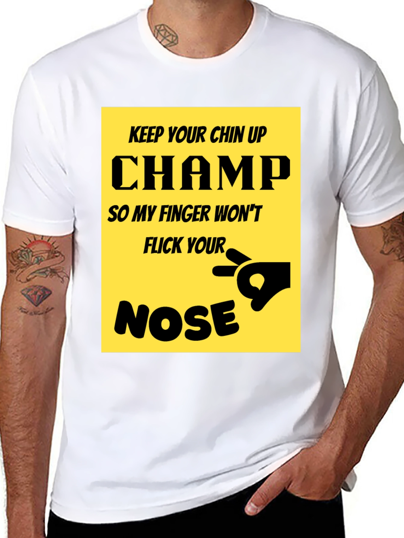 Black Keep Your Chin Up Champ T-Shirt Funny Novelty Tee view 8