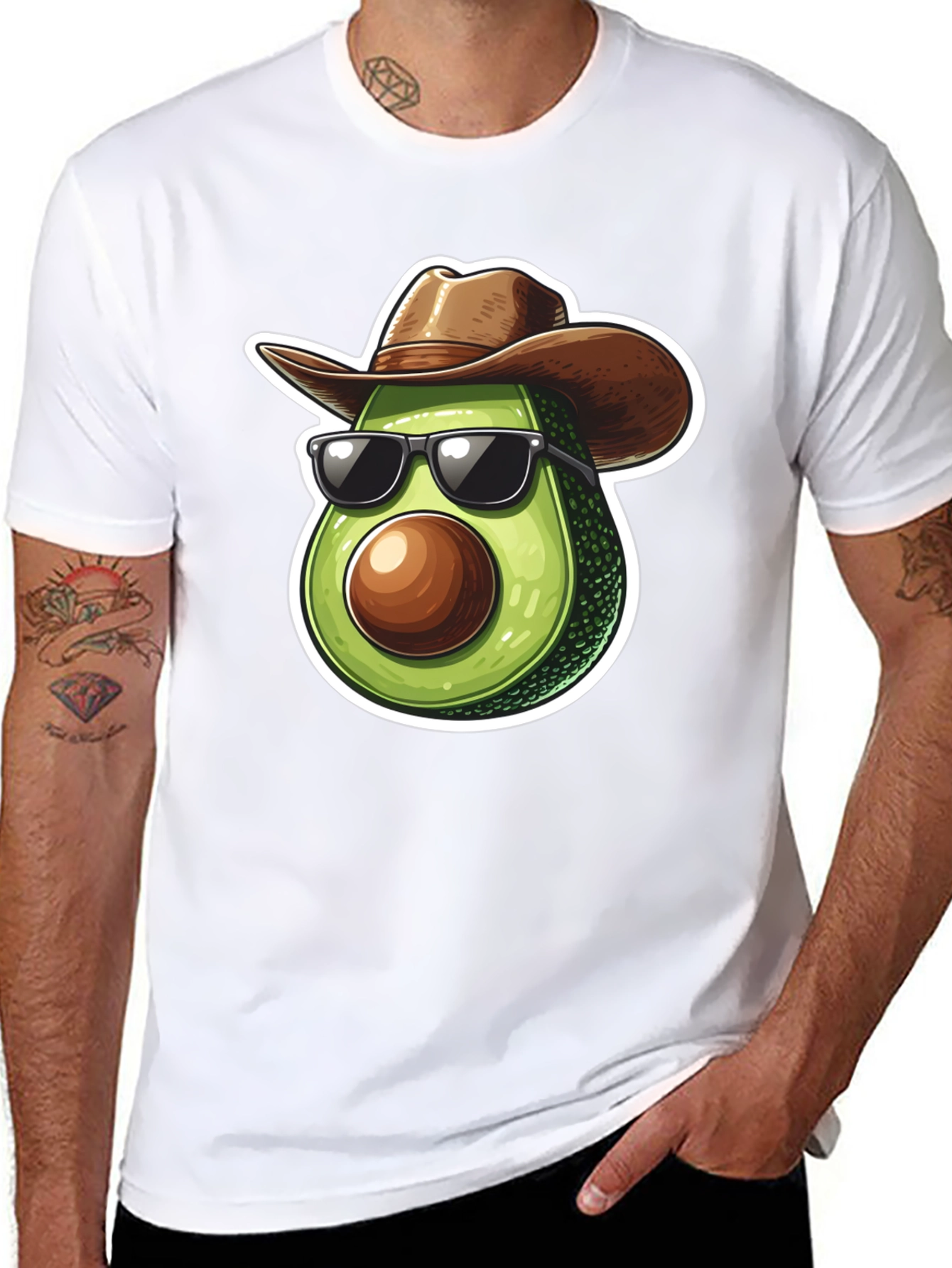 Black Cool Avocado Cowboy Graphic Tee - Black T-Shirt view 8