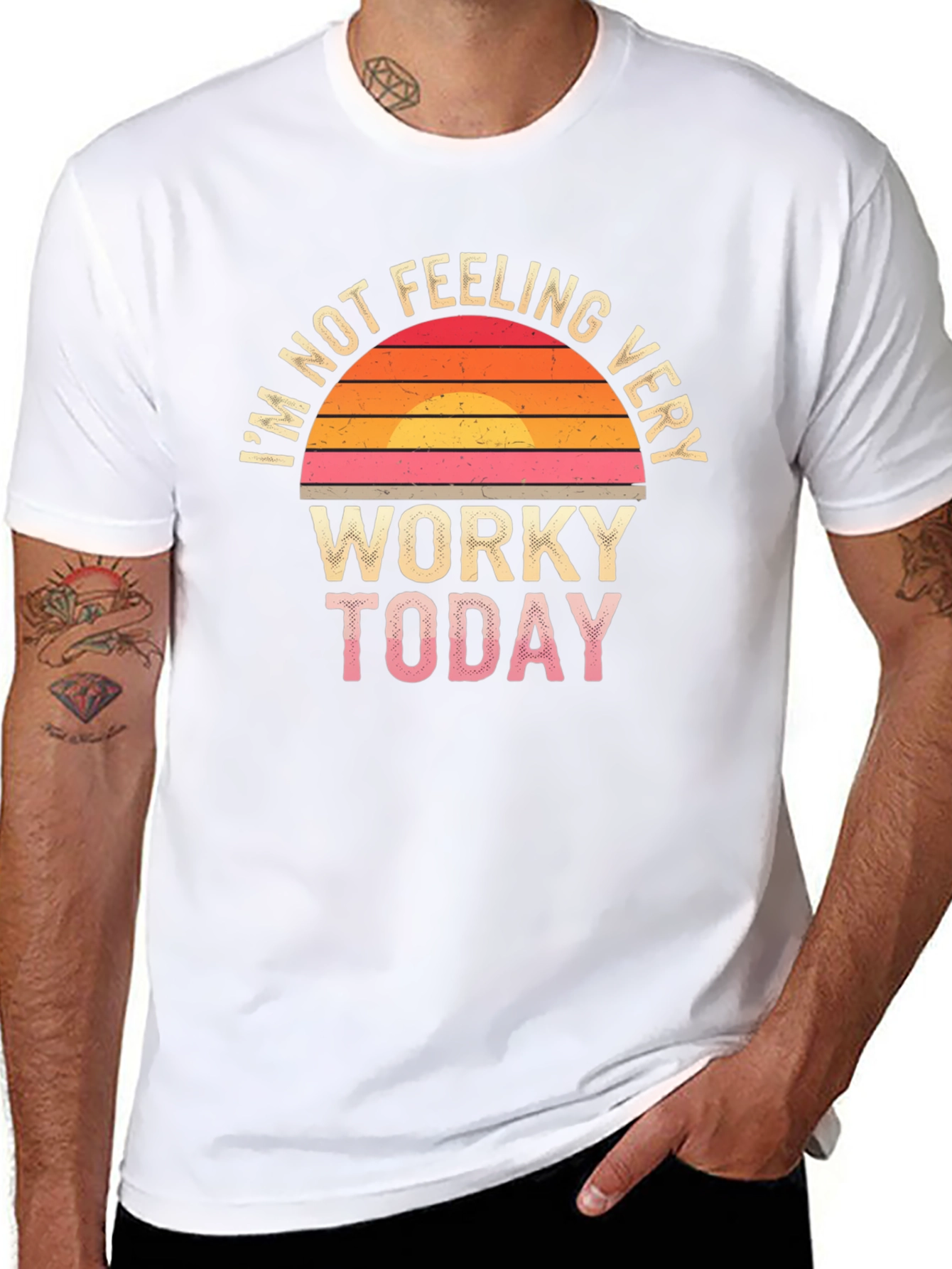 Black Funny "Not Feeling Worky Today" Graphic Tee view 8