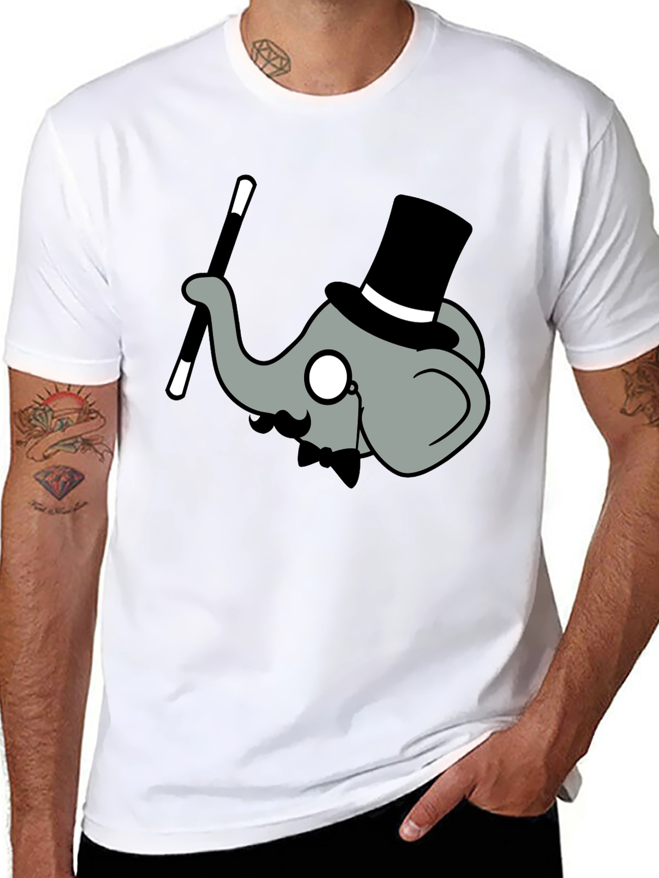 Black Elephant Magician Graphic Tee - Whimsical Cotton Shirt view 8