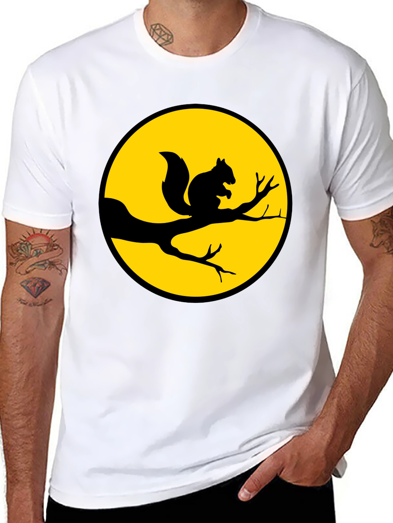 Black Squirrel Silhouette T-Shirt - Nature Inspired Graphic Tee view 8