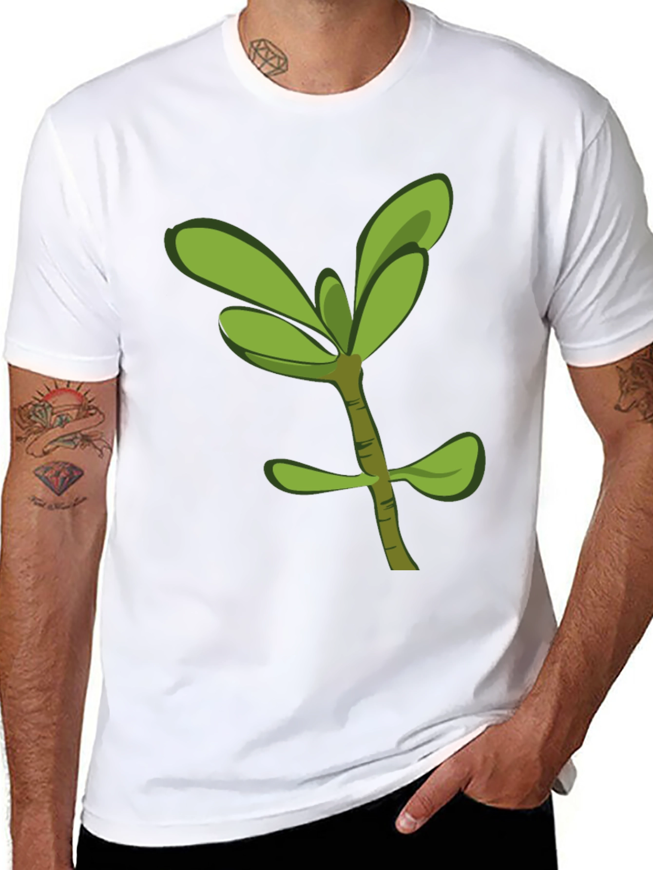 Black Green Sprout Graphic T-Shirt - Casual Style view 8