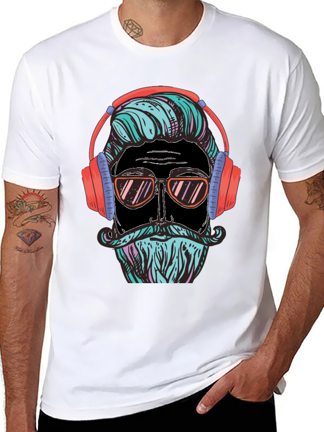 Black Cool Hipster Graphic Tee view 8