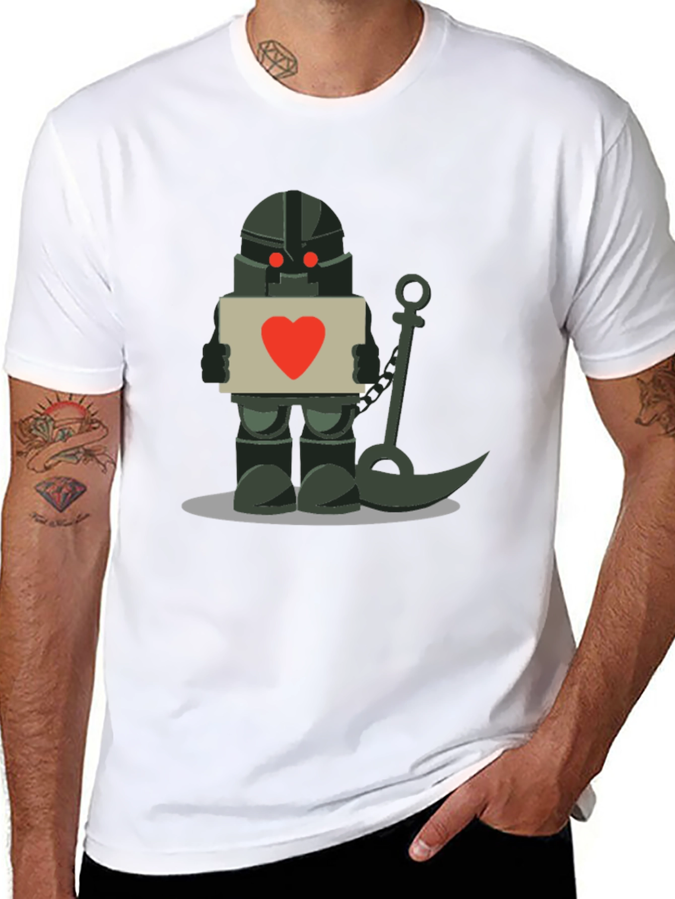 Black Heart Robot Graphic Black Tee view 8