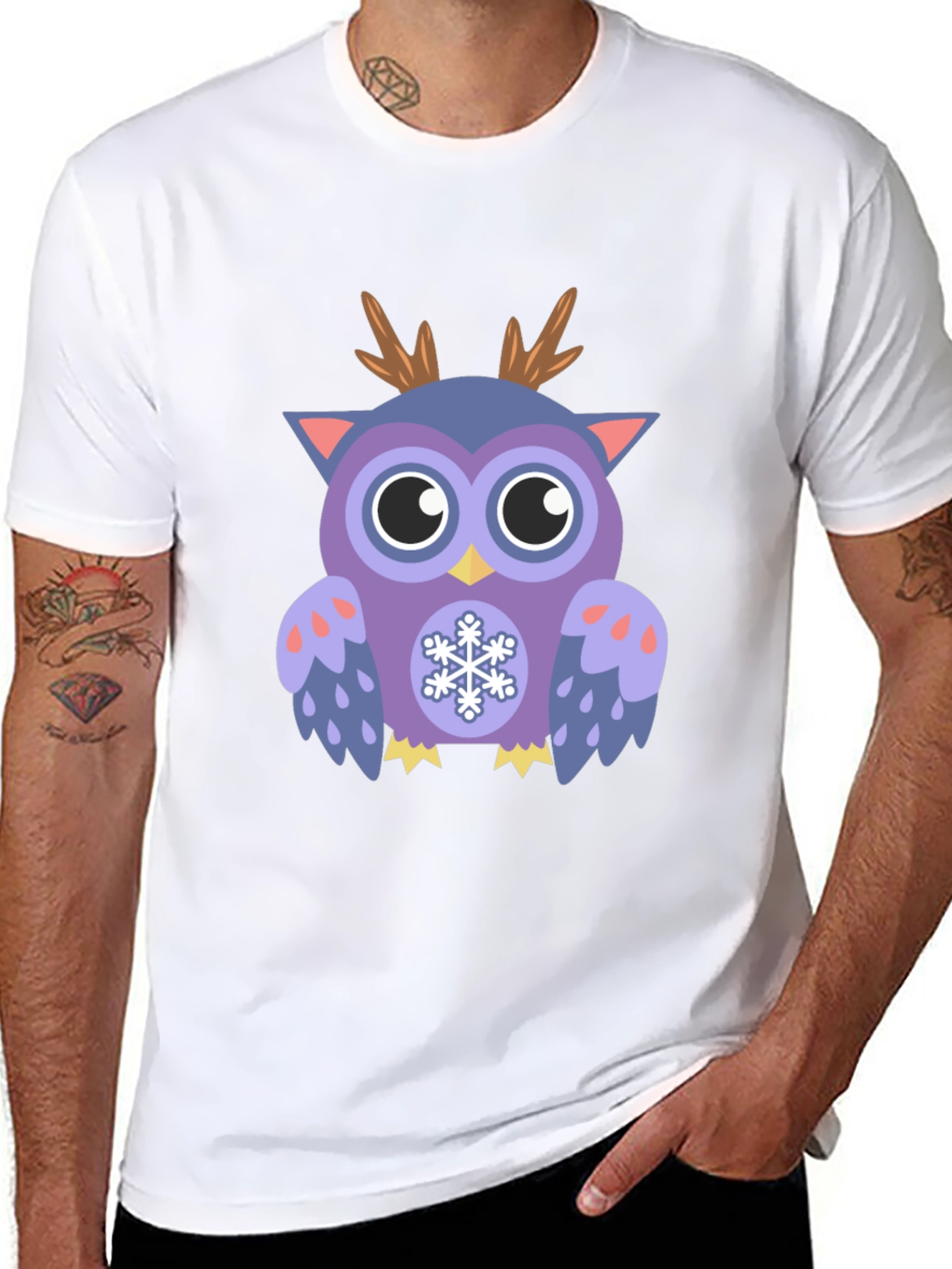 Festive Owl Graphic T-Shirt - Holiday Fun - 8