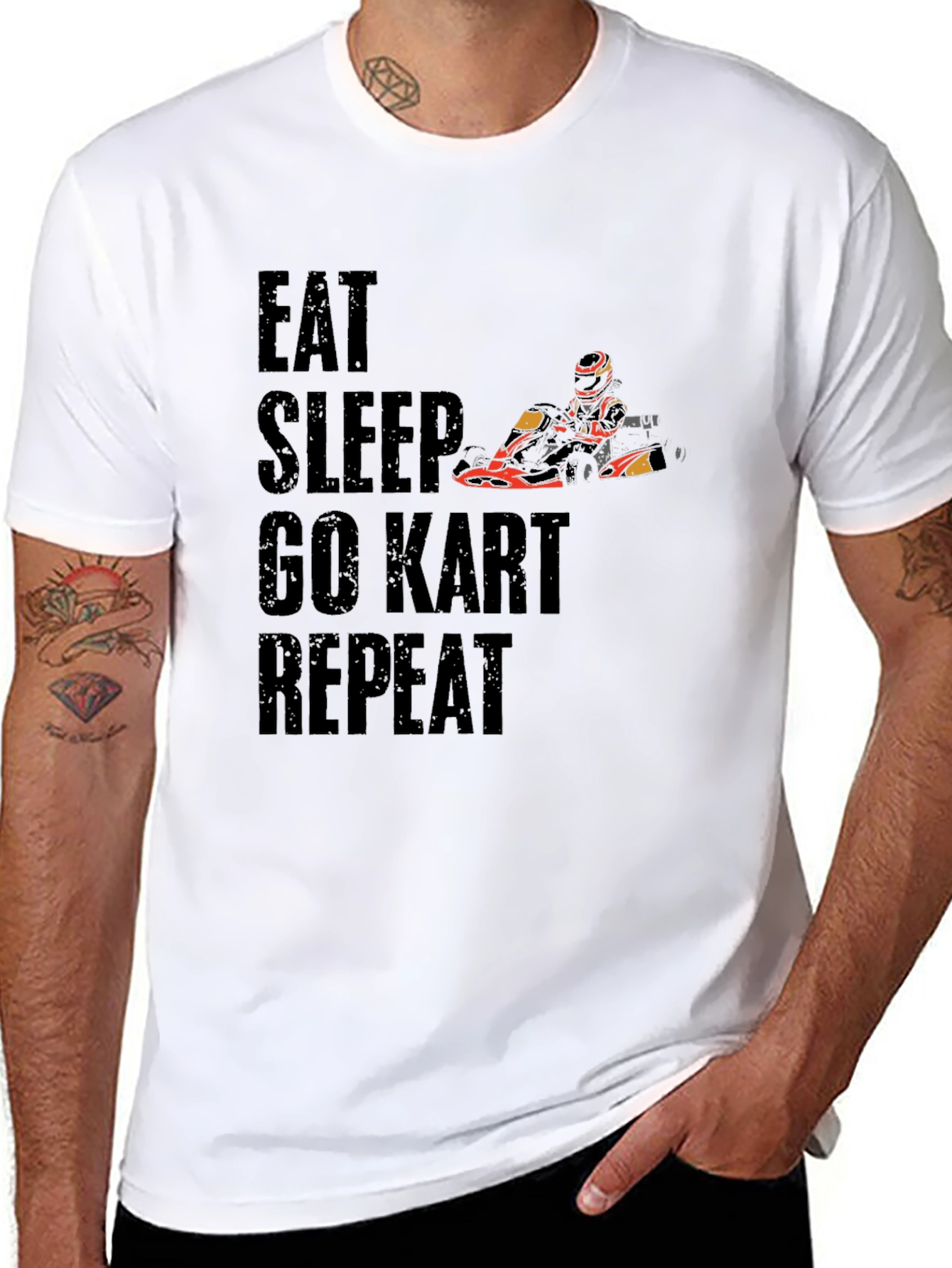 Black Eat Sleep Go Kart Repeat Graphic T-Shirt view 8