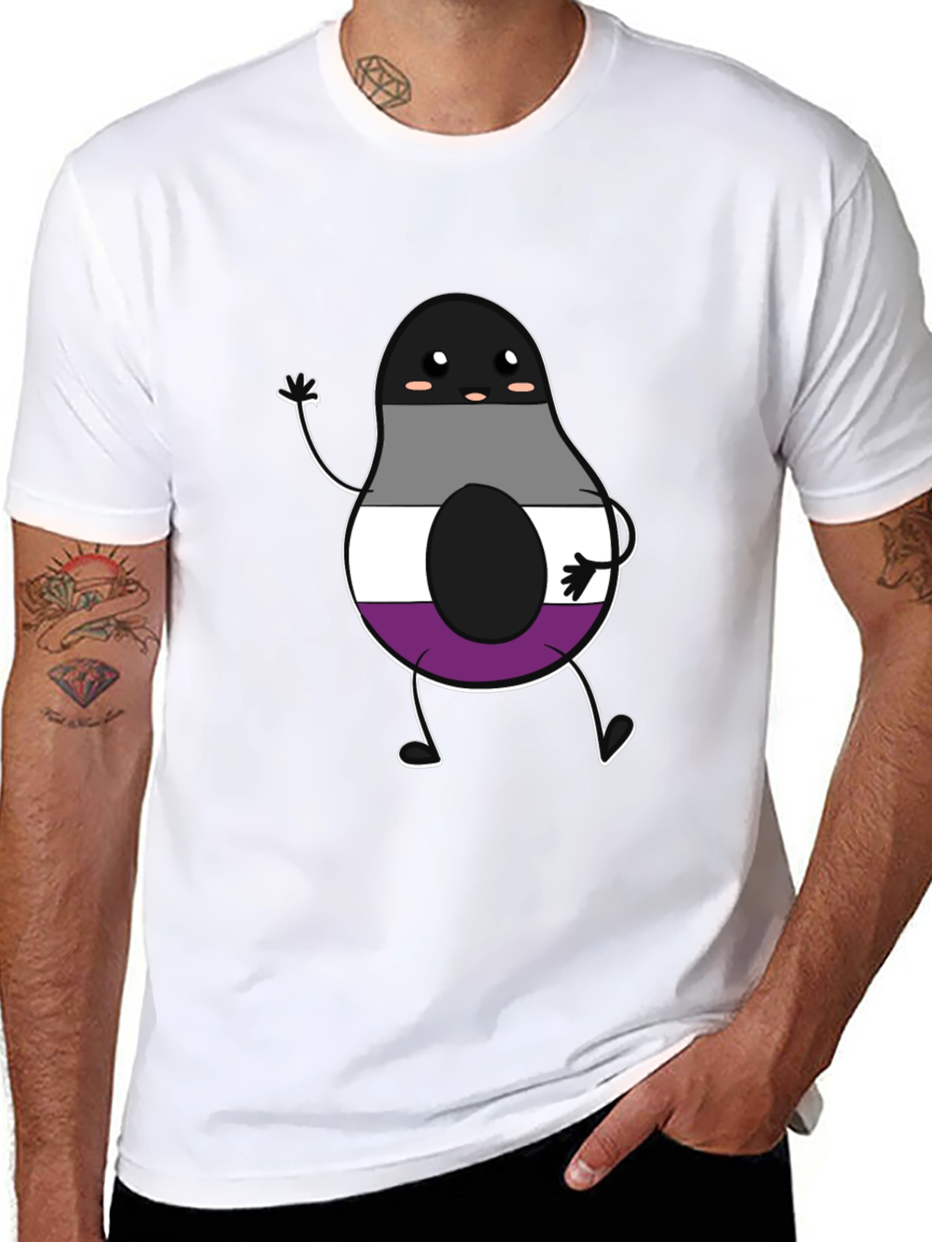 Black Asexual Pride Avocado Graphic T-Shirt view 8