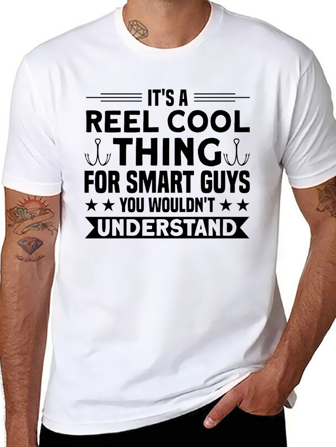 Black Reel Cool Smart Guys T-Shirt - Angler Humor Tee view 8