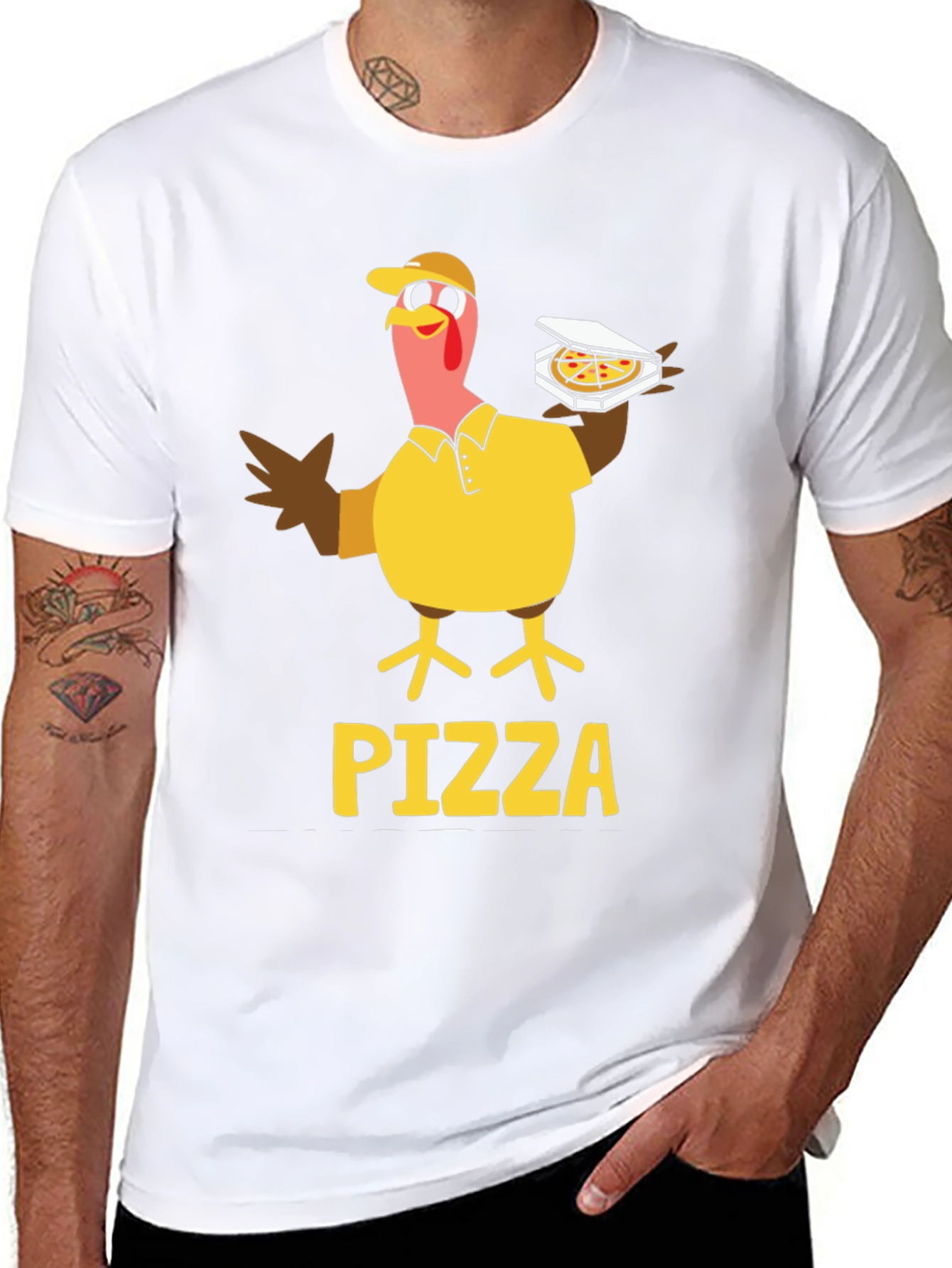 Black Pizza Turkey Graphic T-Shirt view 8