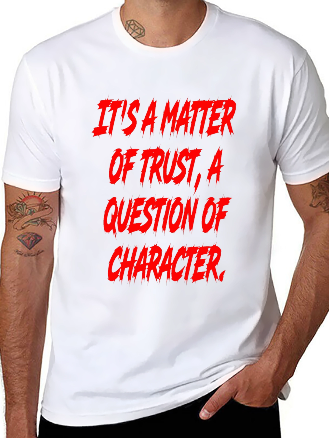 Black Trust & Character Graphic Tee - Bold Statement Shirt view 8
