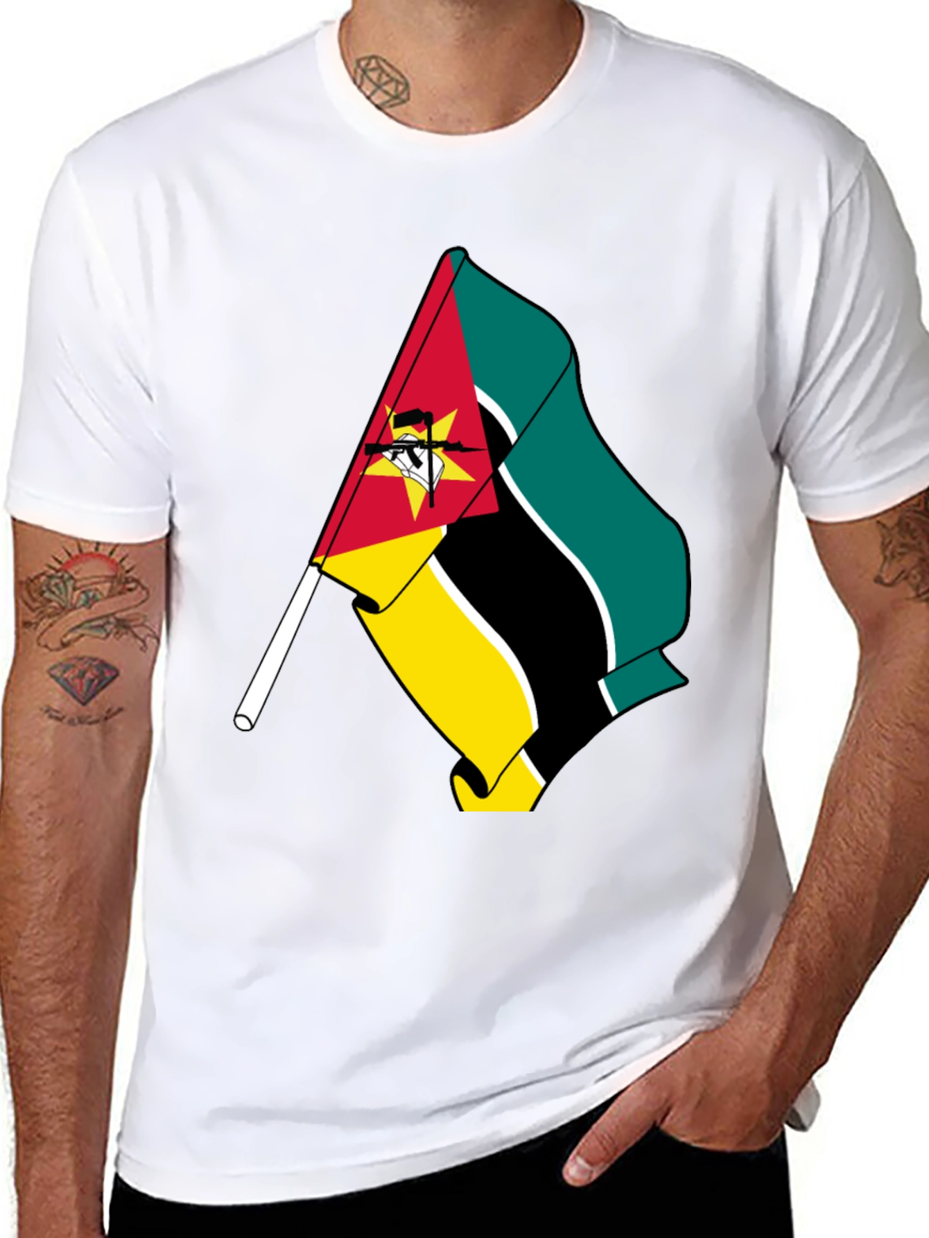 Black Mozambique Flag Graphic Tee - Black T-Shirt view 8