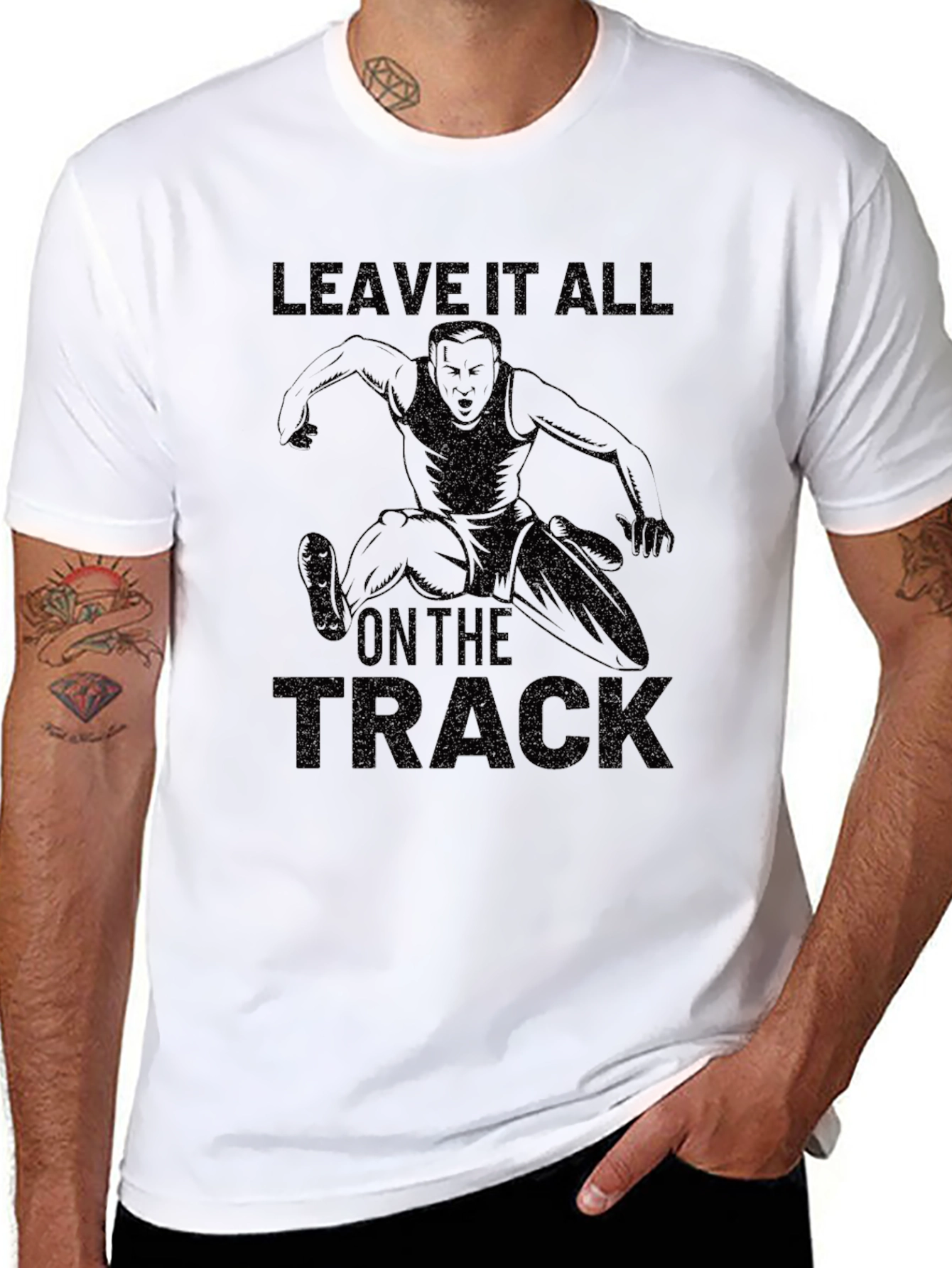 Black Leave It All On The Track T-Shirt - Athletic Design view 8