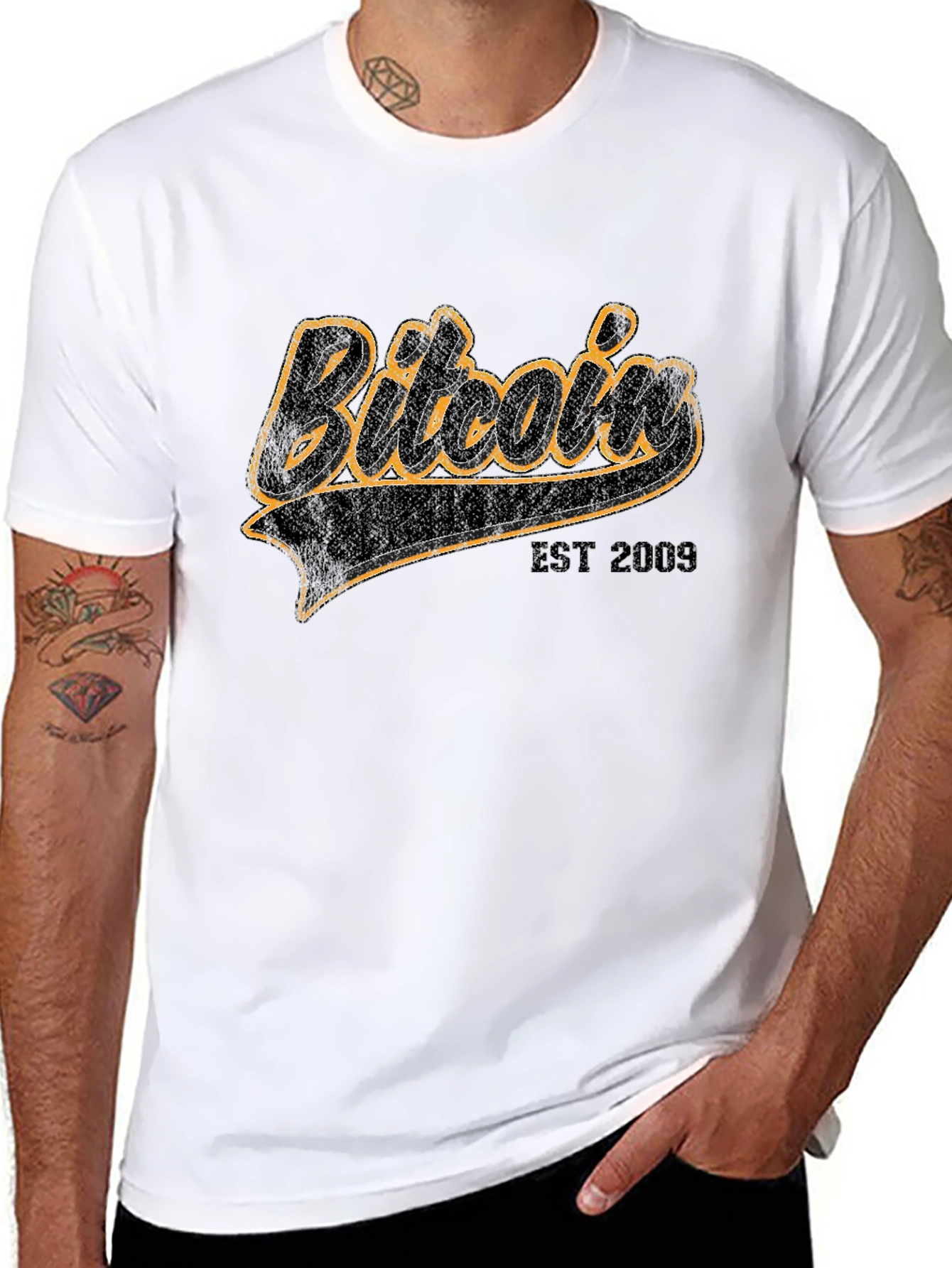 Black Bitcoin EST 2009 Black Graphic Tee view 8