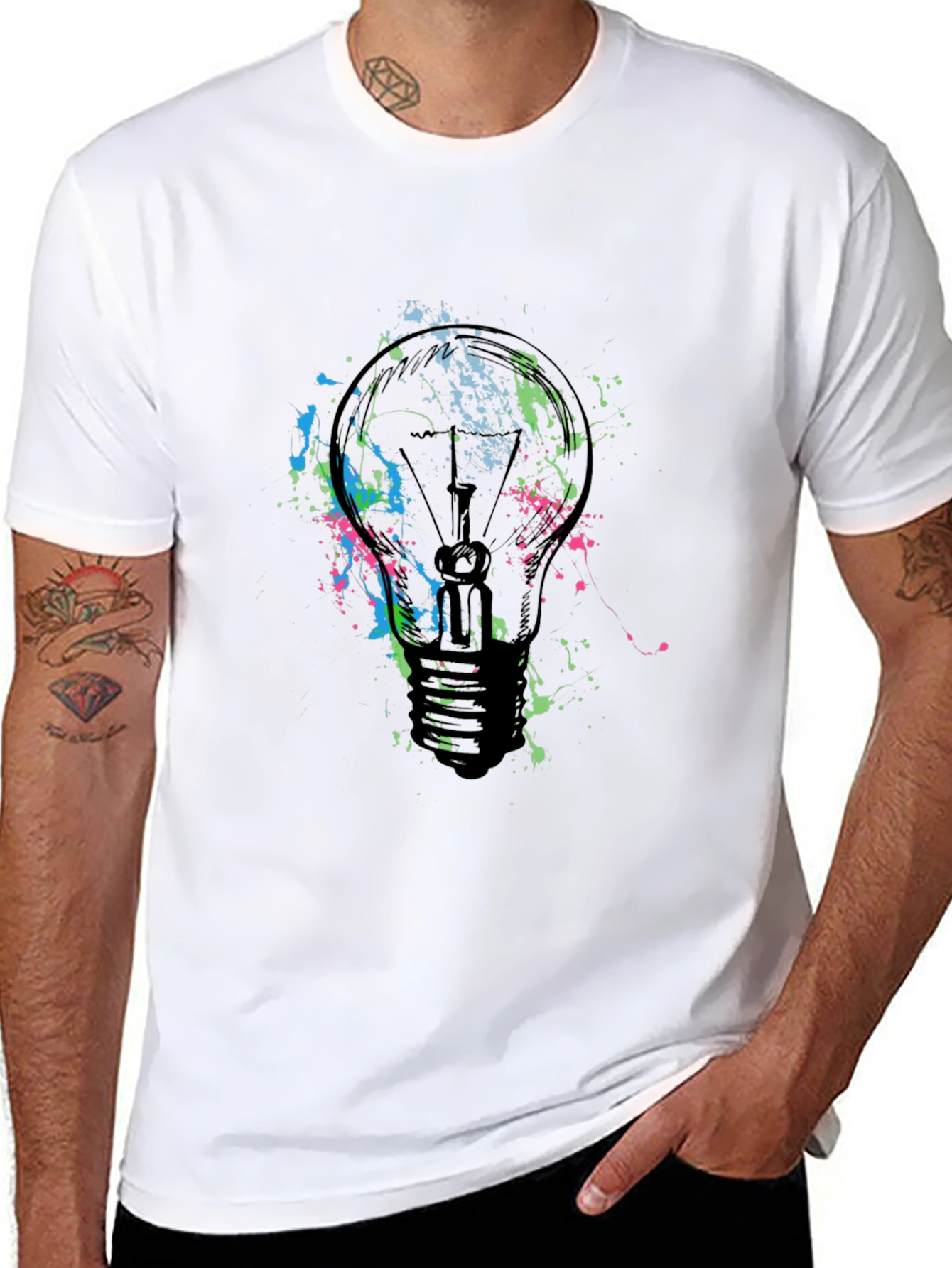 Black Abstract Light Bulb Graphic T-Shirt view 8