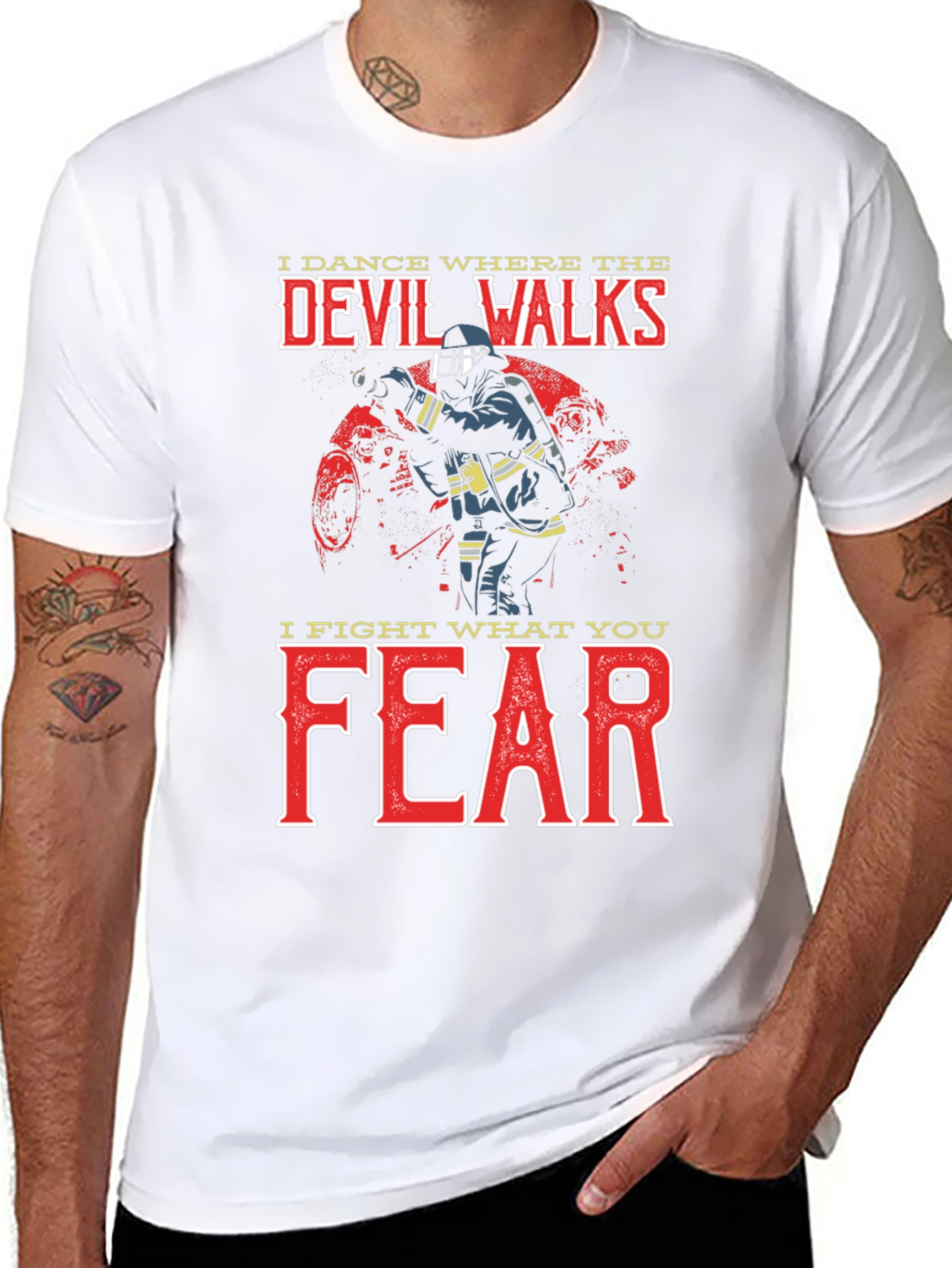 Black Firefighter Devil Walks T-Shirt view 8