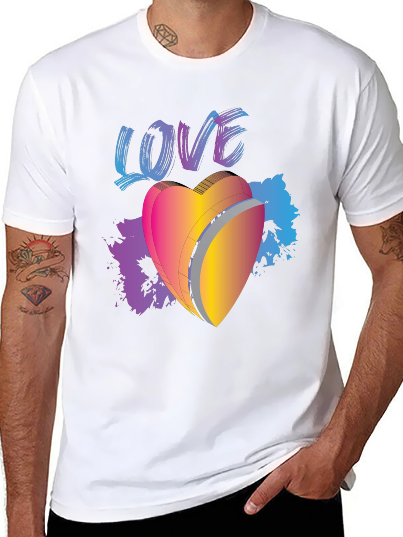 Black Love Heart Graphic Black T-Shirt view 8