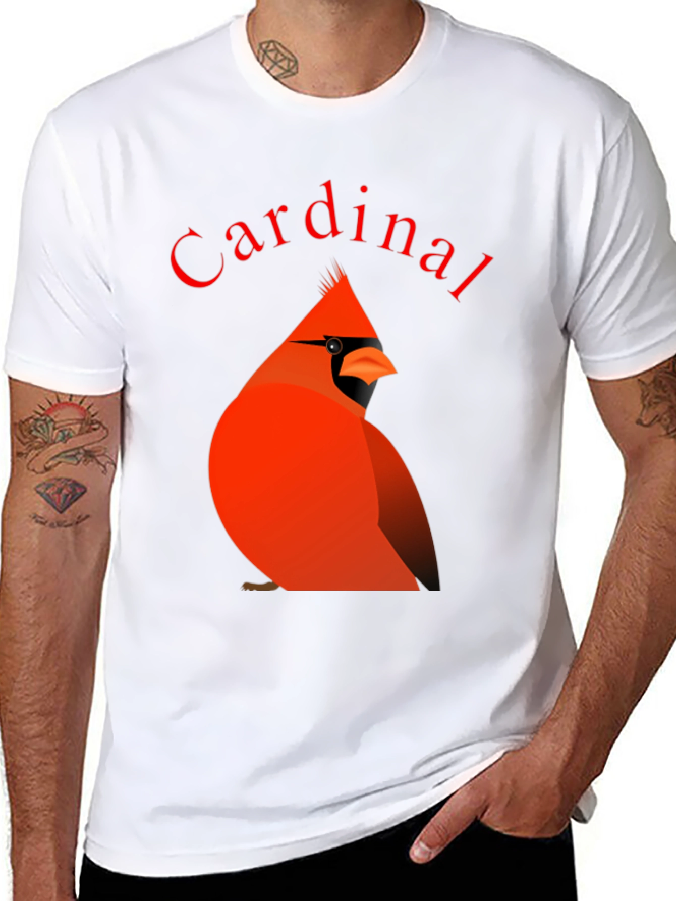 Black Cardinal Bird Graphic Tee - Black Cotton T-Shirt view 8