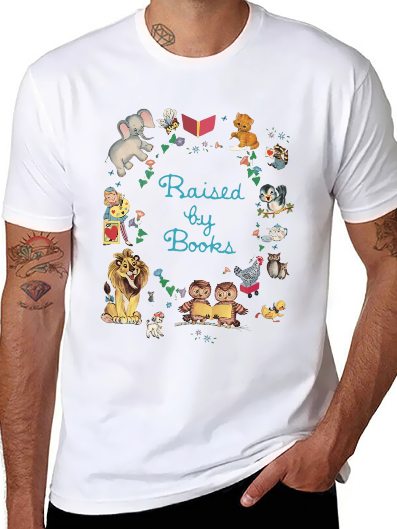 Black Raised By Books Graphic Tee view 8