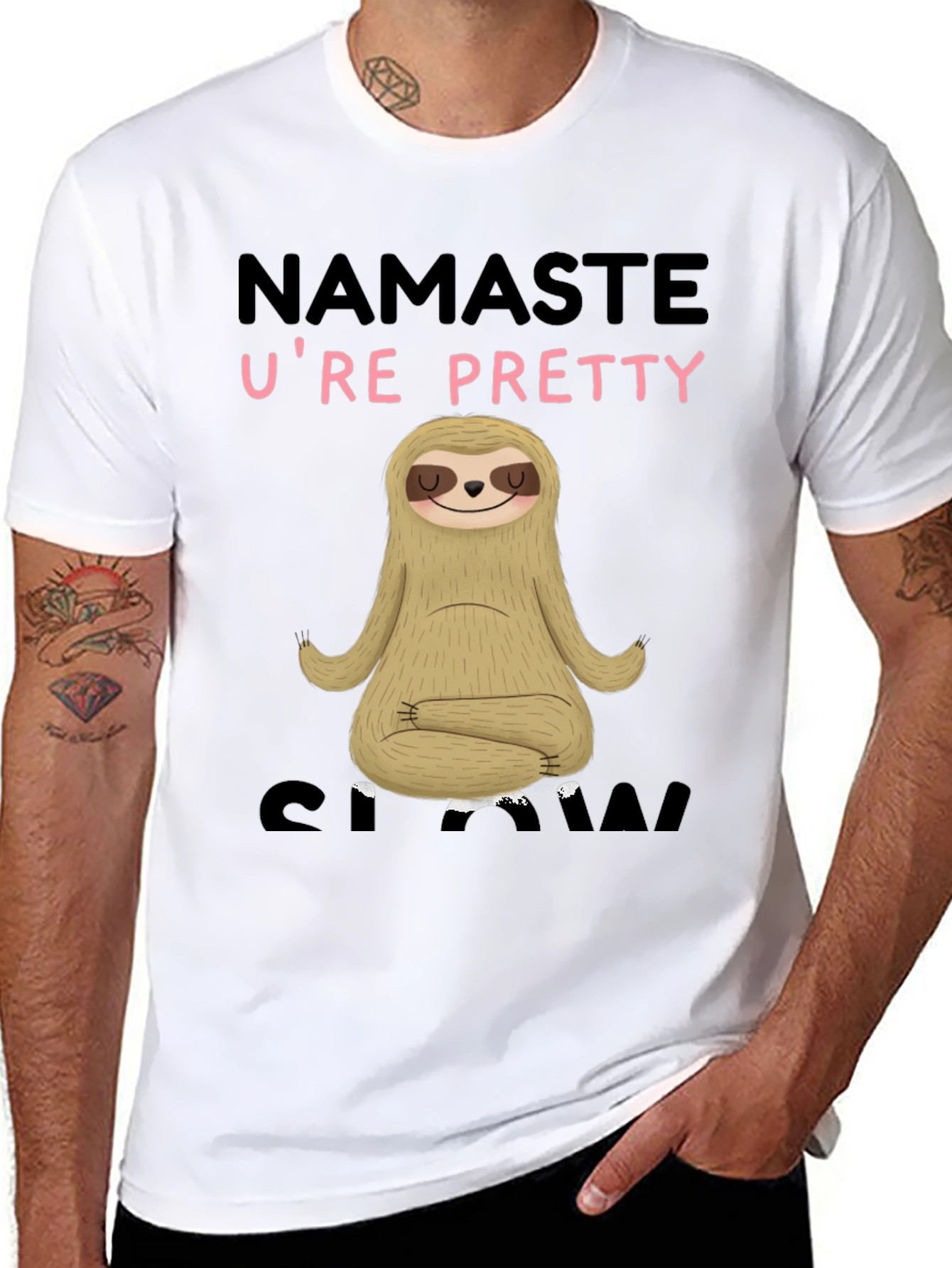 Black Namaste U're Pretty Sloth T-Shirt - Relaxed Fit view 8