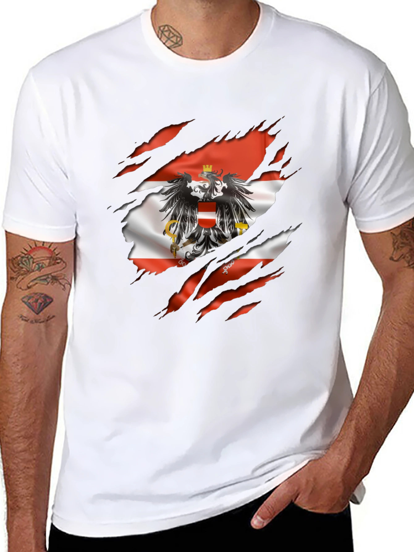 Black Austria Flag Eagle Graphic T-Shirt view 8