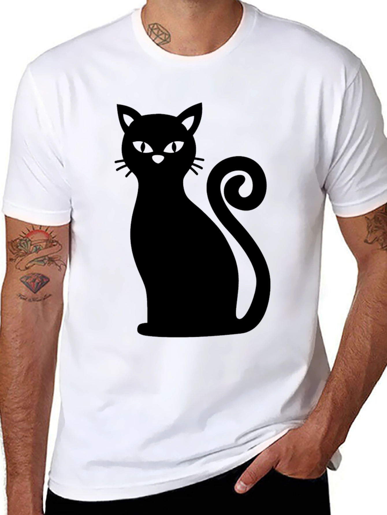Black Black Cat Silhouette Graphic T-Shirt - Unisex view 8
