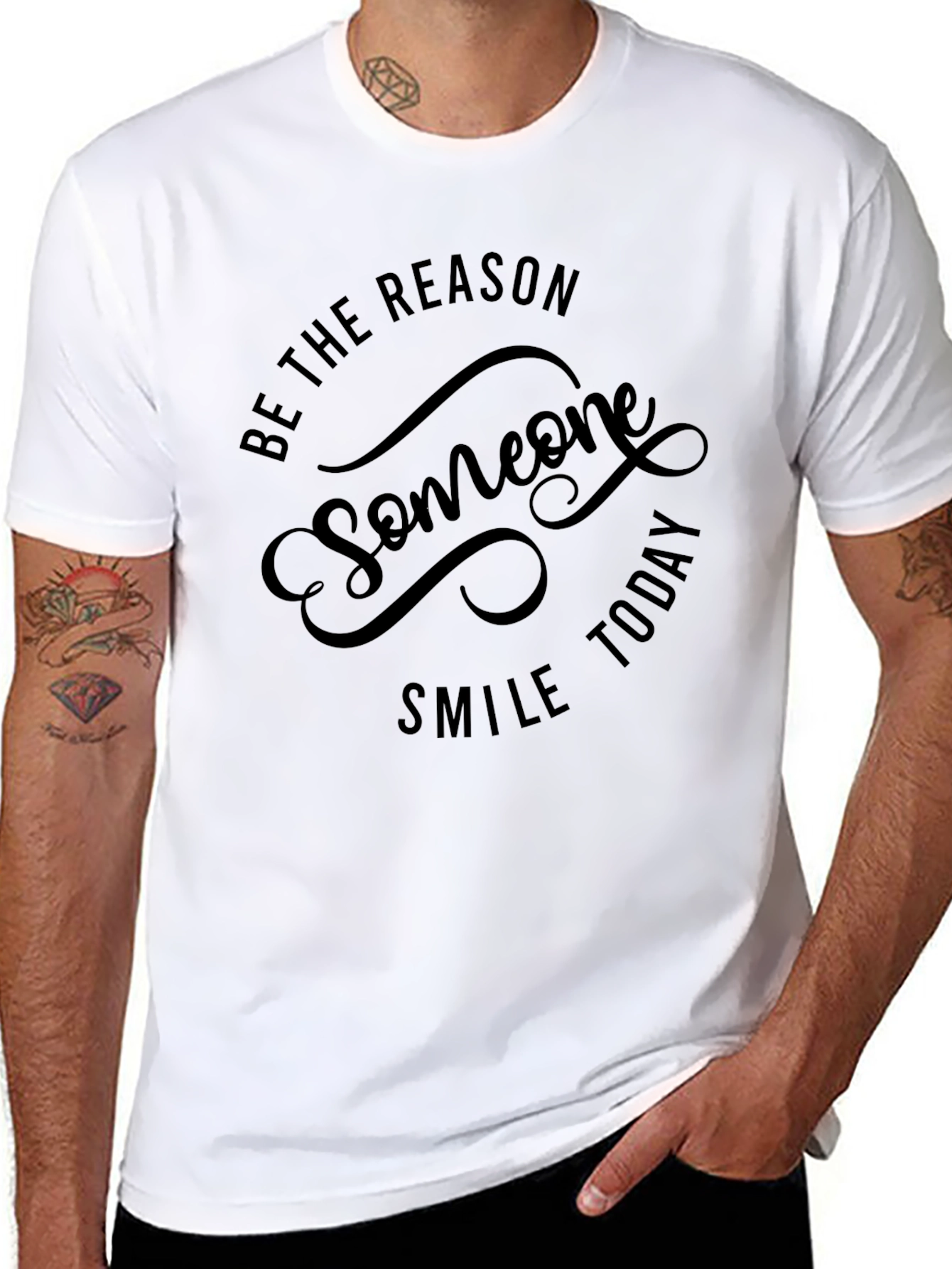Black Be The Reason Someone Smile Today - Black T-Shirt view 8