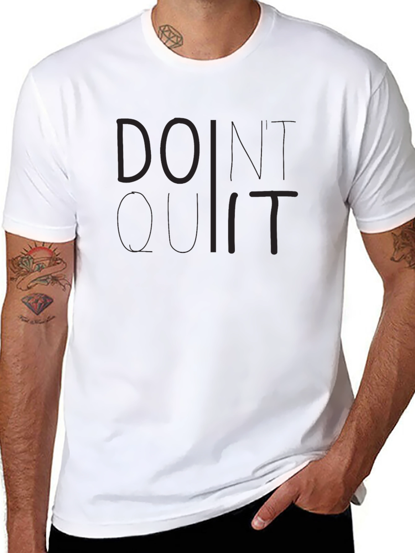 Black Doint Quit Motivational Black T-Shirt view 8