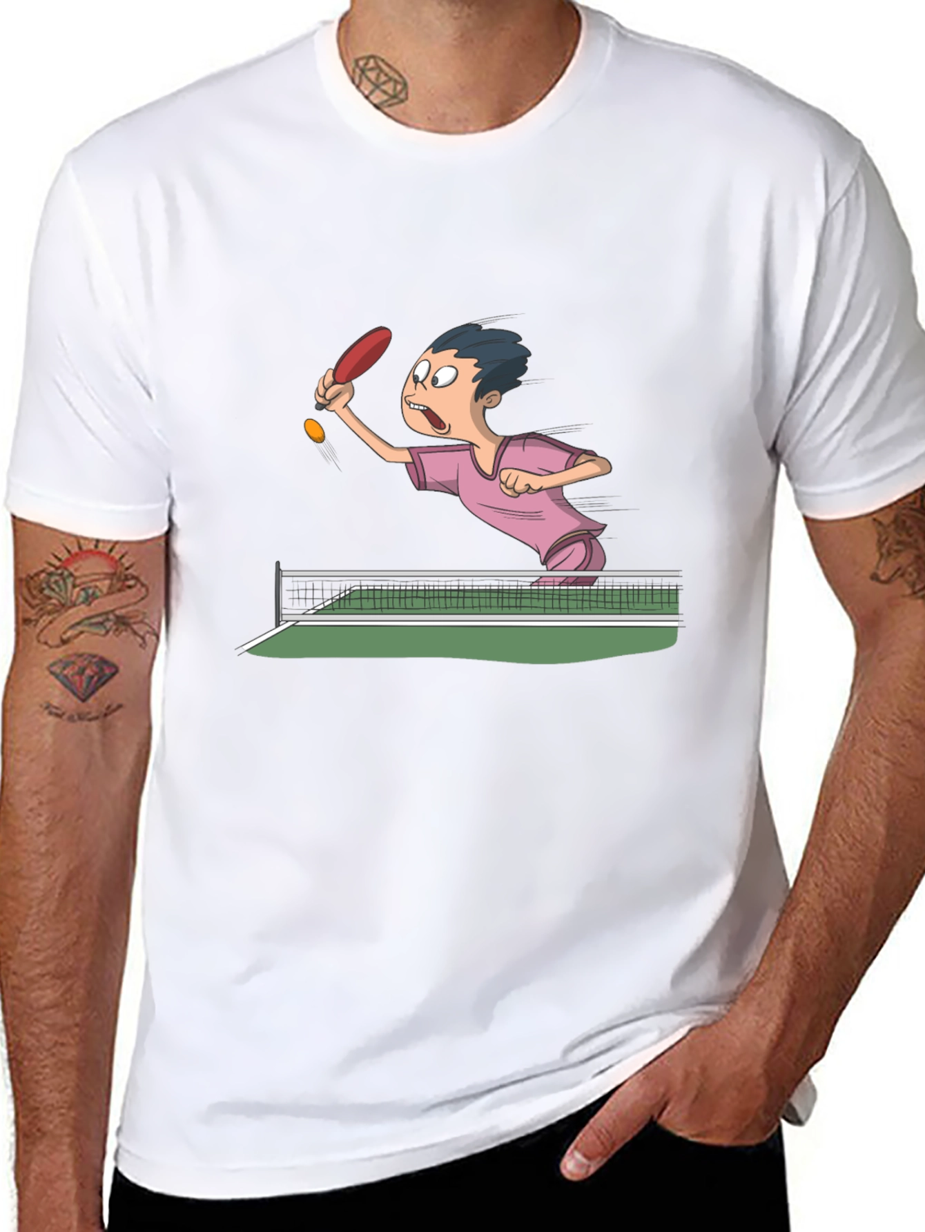 Black Ping Pong Cartoon T-Shirt view 8