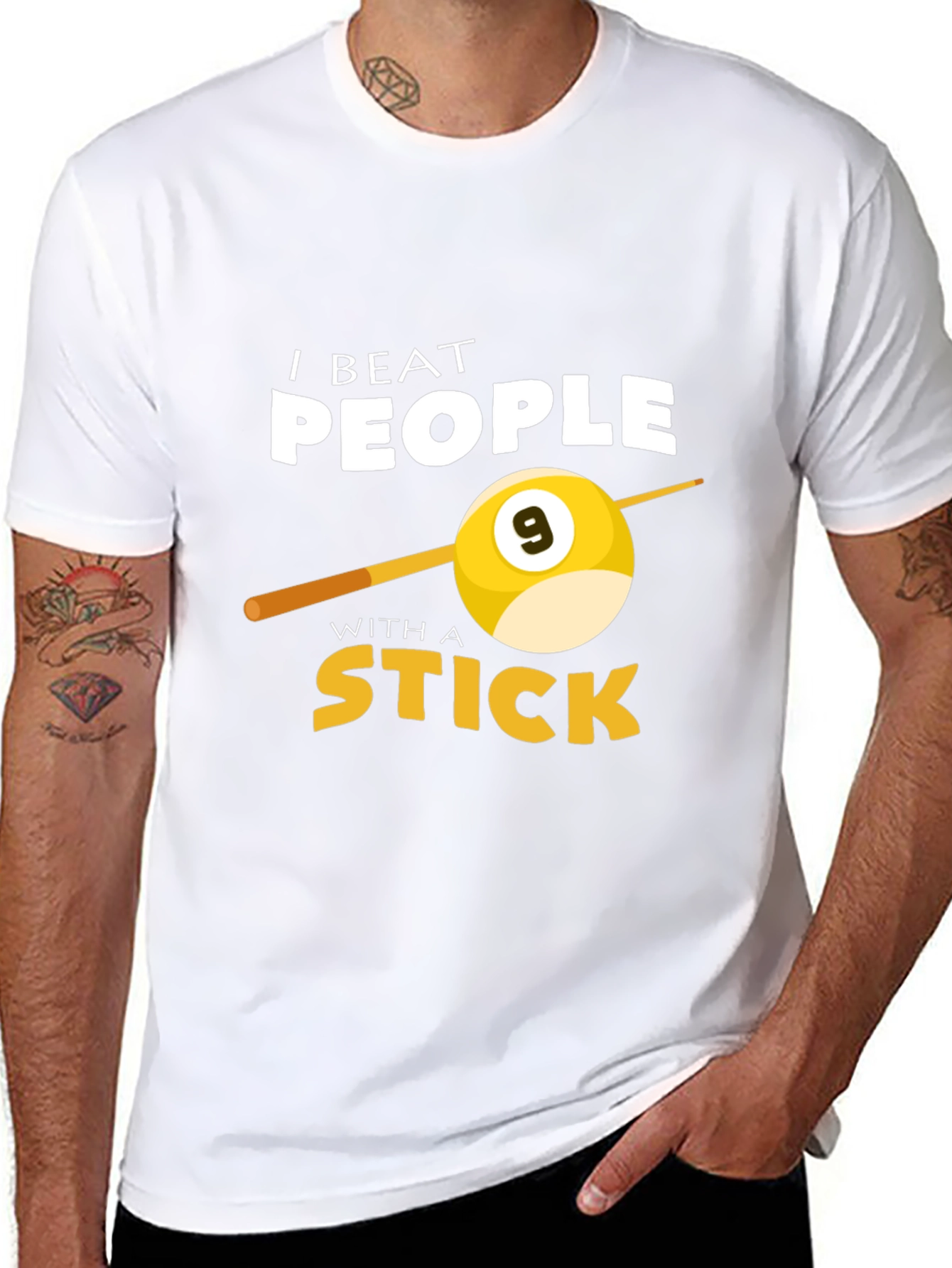 Black I Beat People With A Stick Billiards T-Shirt view 8