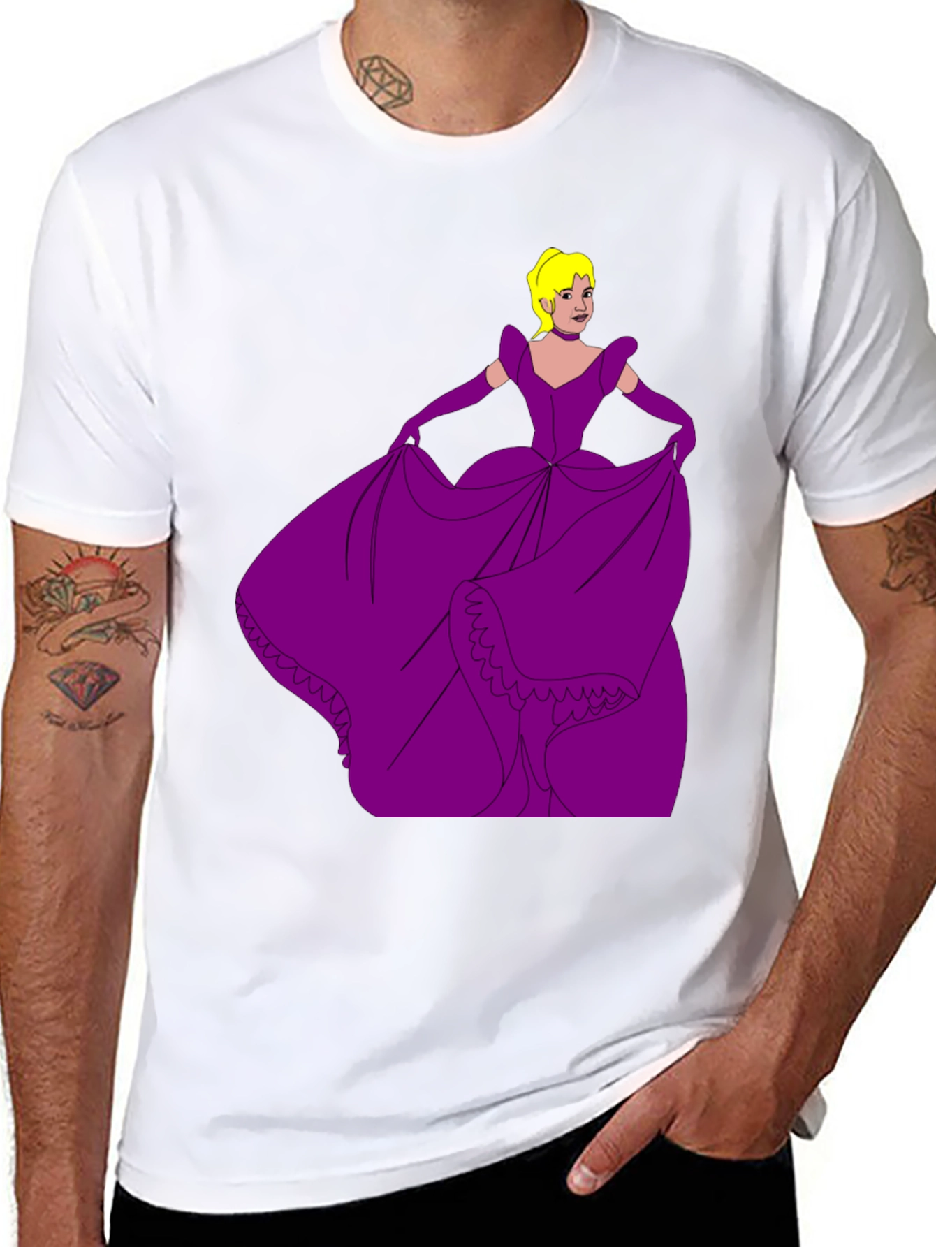 Black Cartoon Princess Graphic Tee view 8