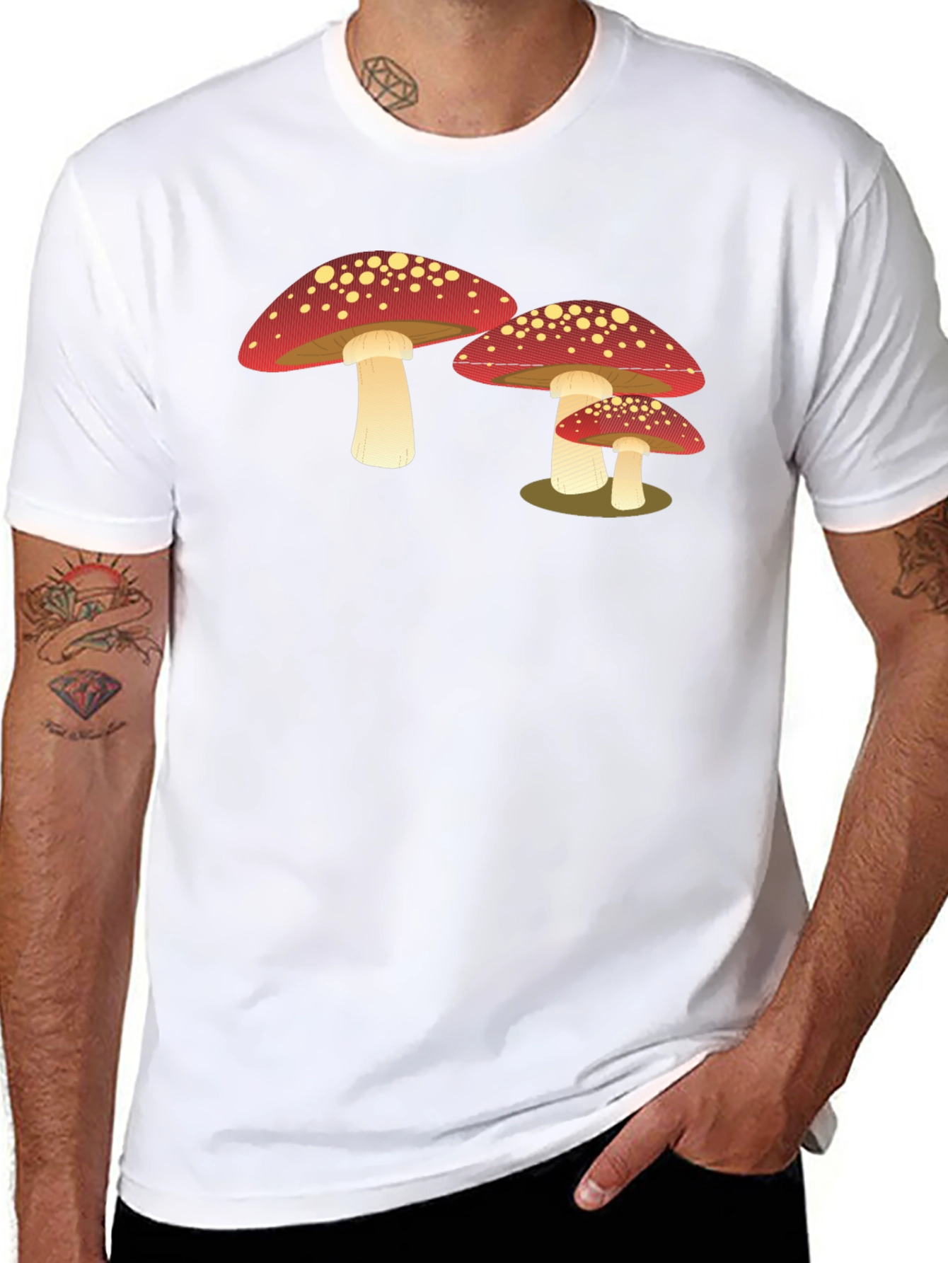Black Mushroom Graphic T-Shirt - Cool Casual Tee view 8