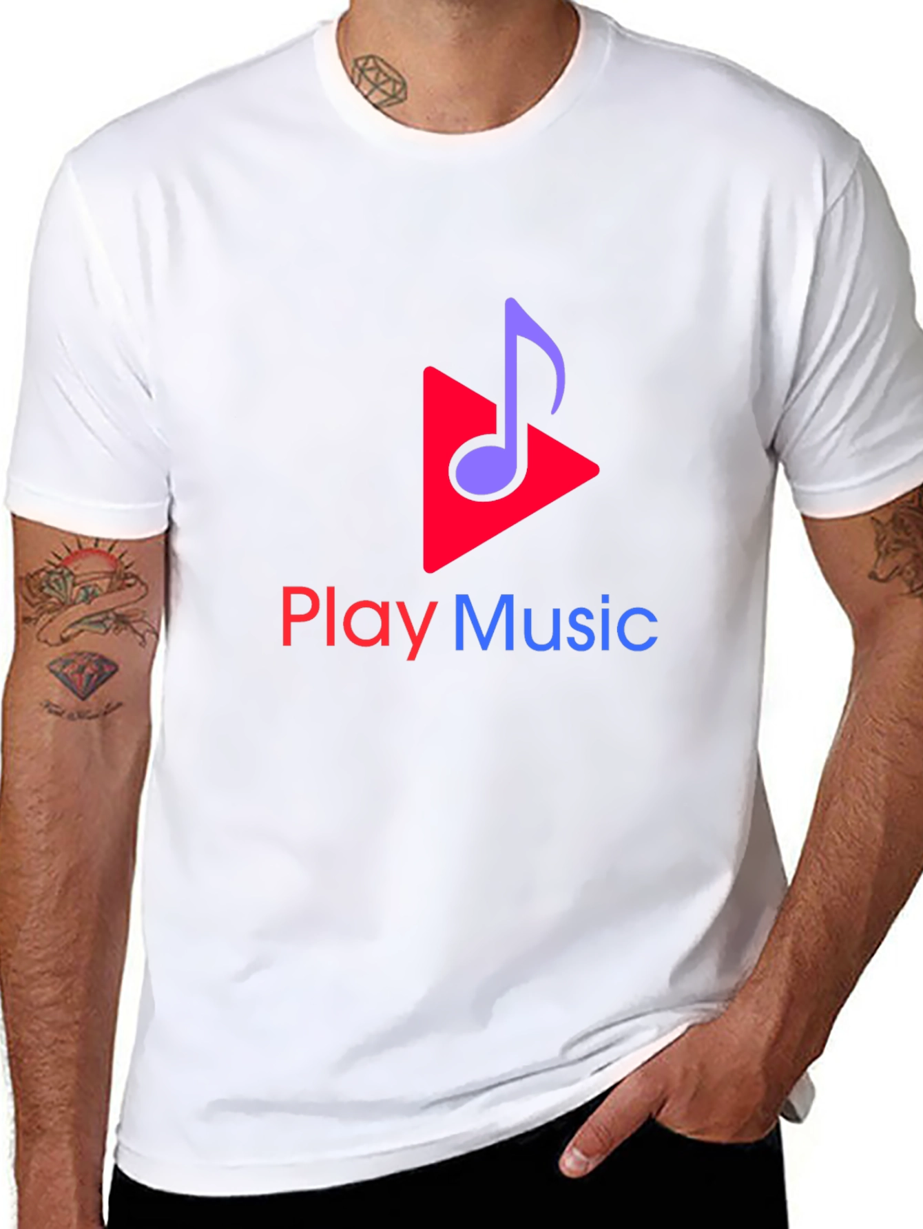 Black Play Music Graphic Tee - Soft Cotton Blend - Casual Wear view 8