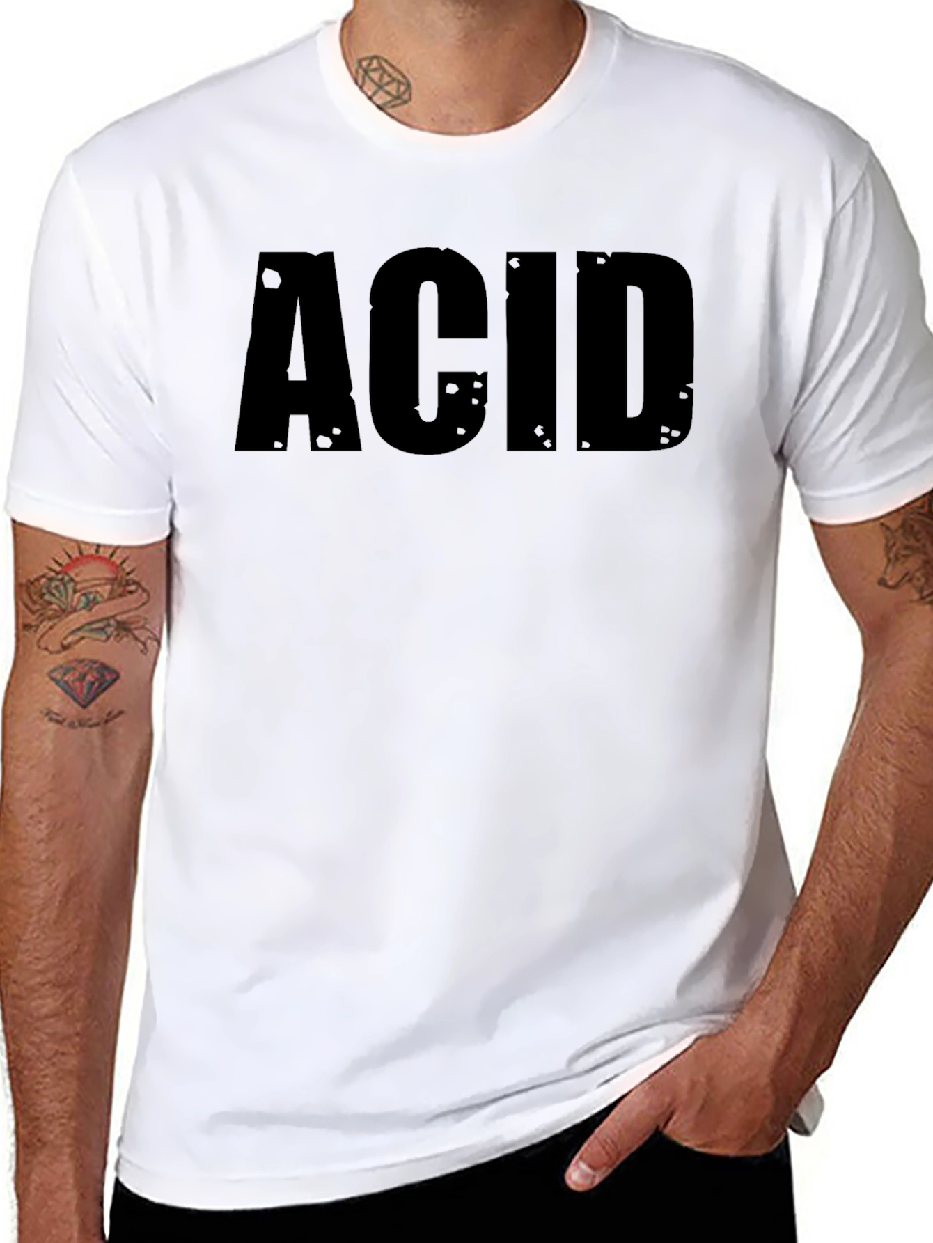 Black ACID Graphic Black T-Shirt - Mens Fashion Tee view 8